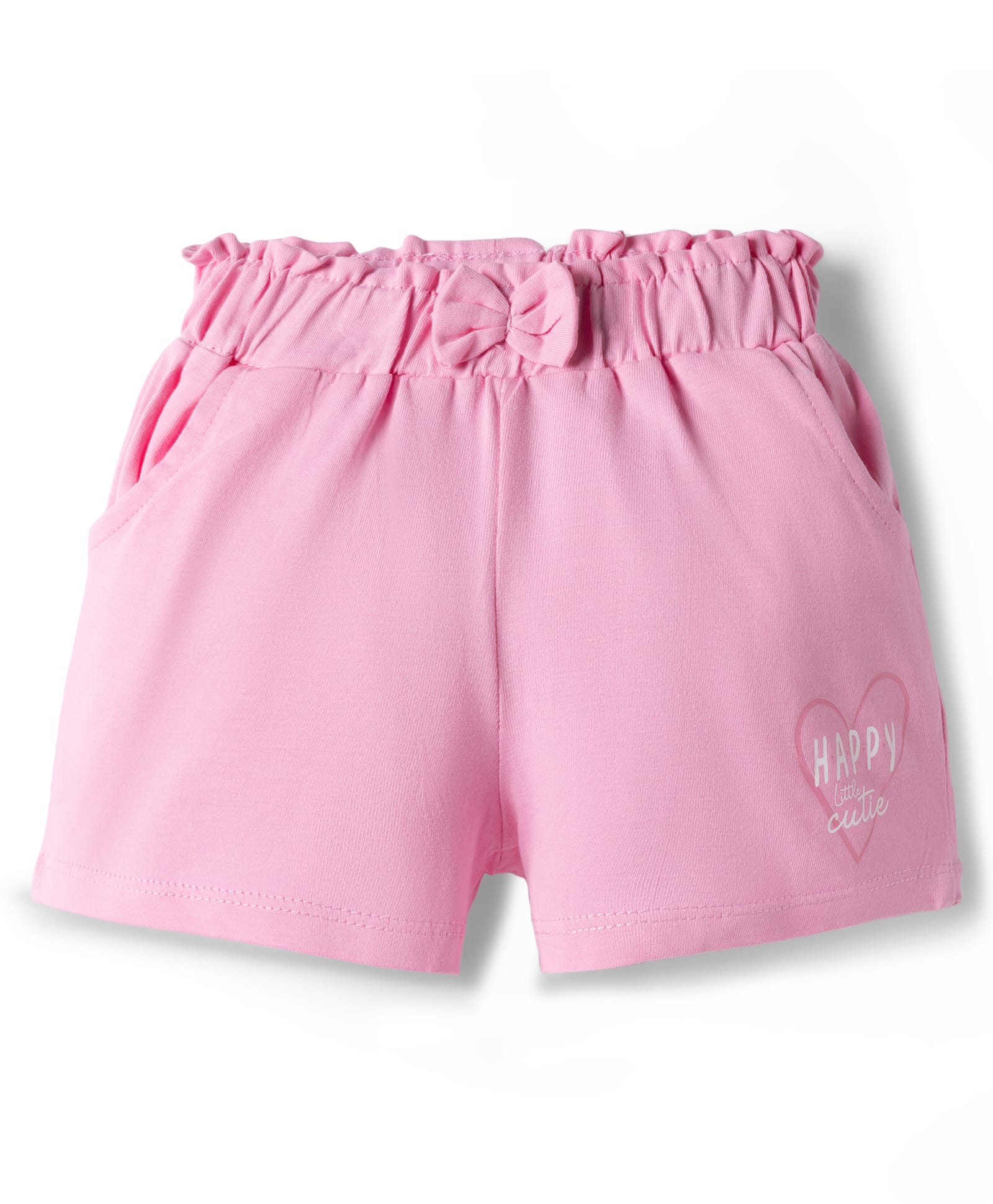 Babyhug Cotton Knit Mid Thigh Heart & Text Printed Shorts With Bow Applique - Pink-picture-23