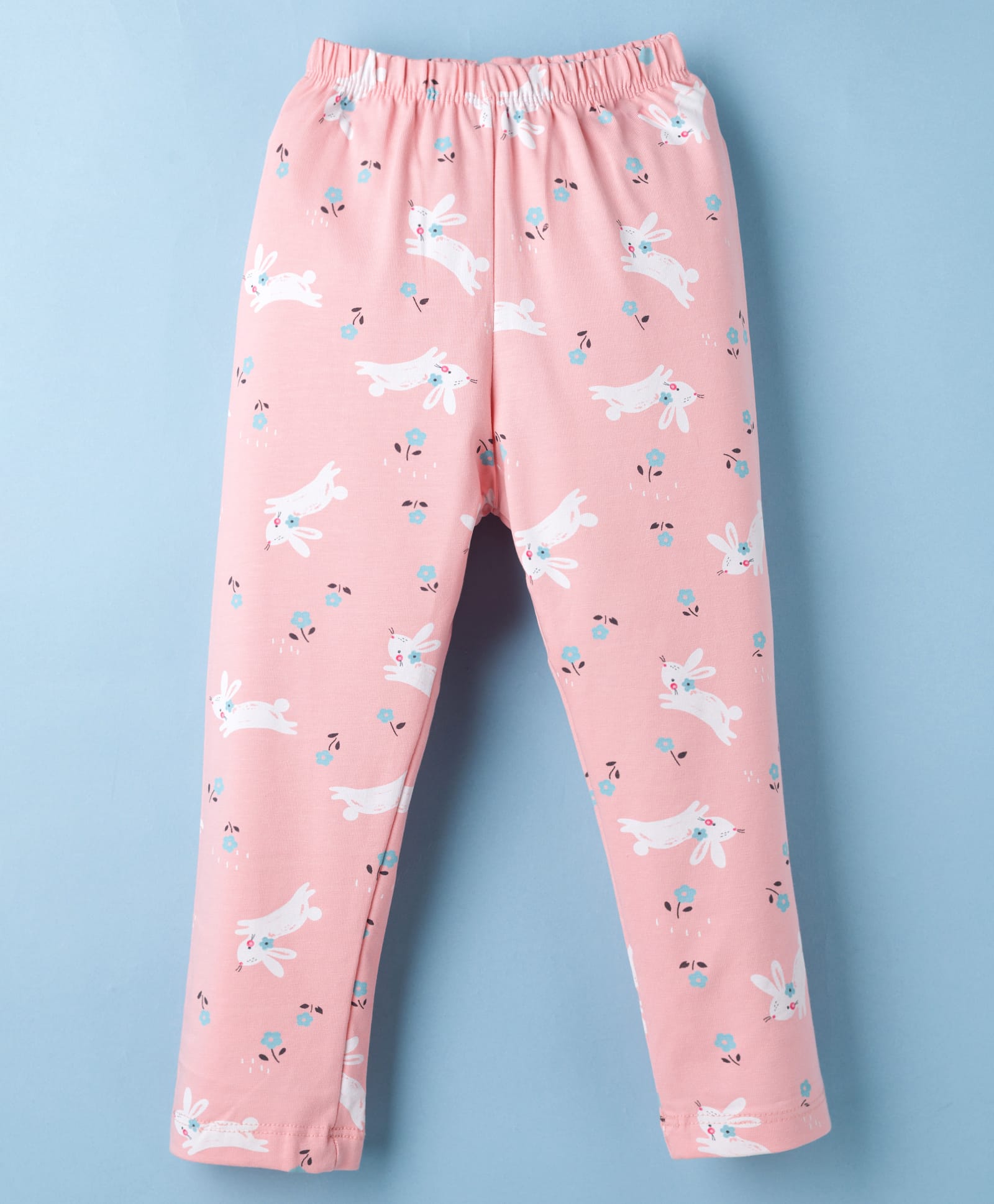 Simply Cotton Lycra Knit Full Length Leggings with Bunny Print - Pink-image-34