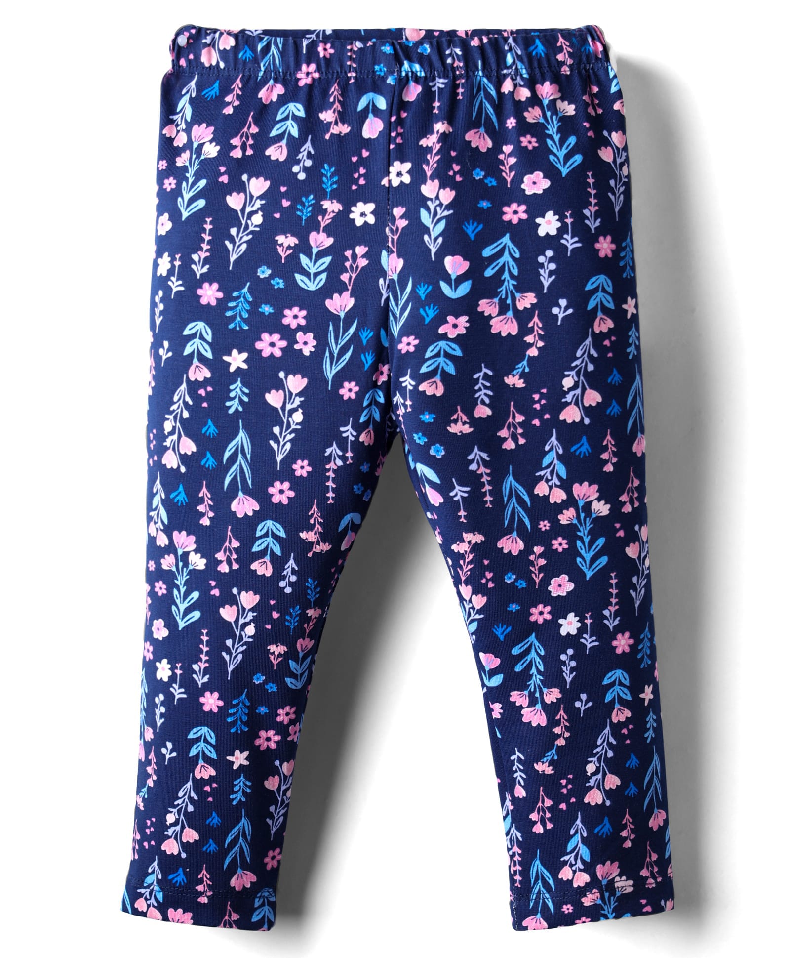 Simply Cotton Lycra Knit Full Length Leggings with Floral Print - Navy Blue-picture-12