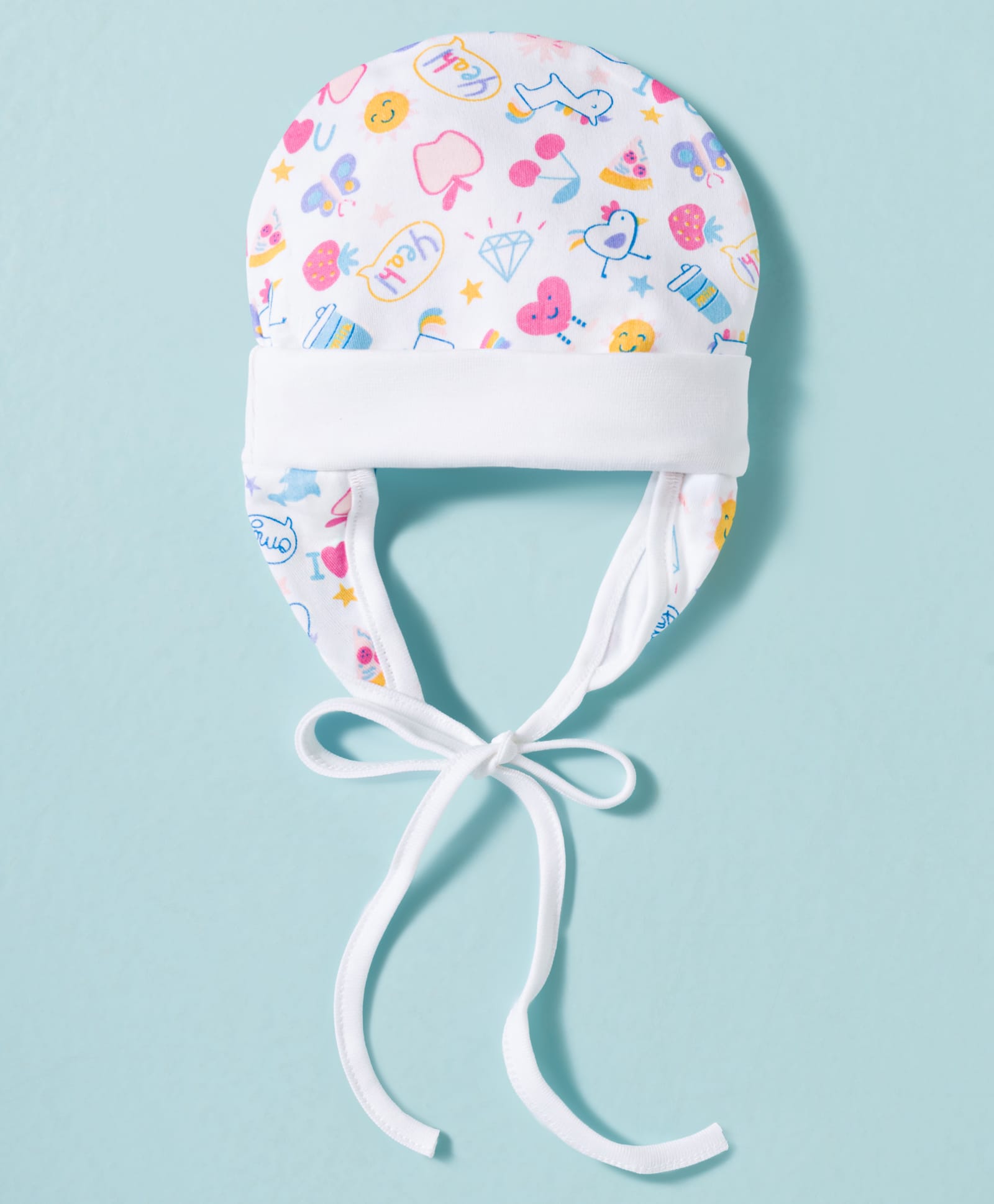 Ben Benny Interlock Knit Cap with Cover Ears Tropical Theme White - Diameter 10.5 cm-image-34