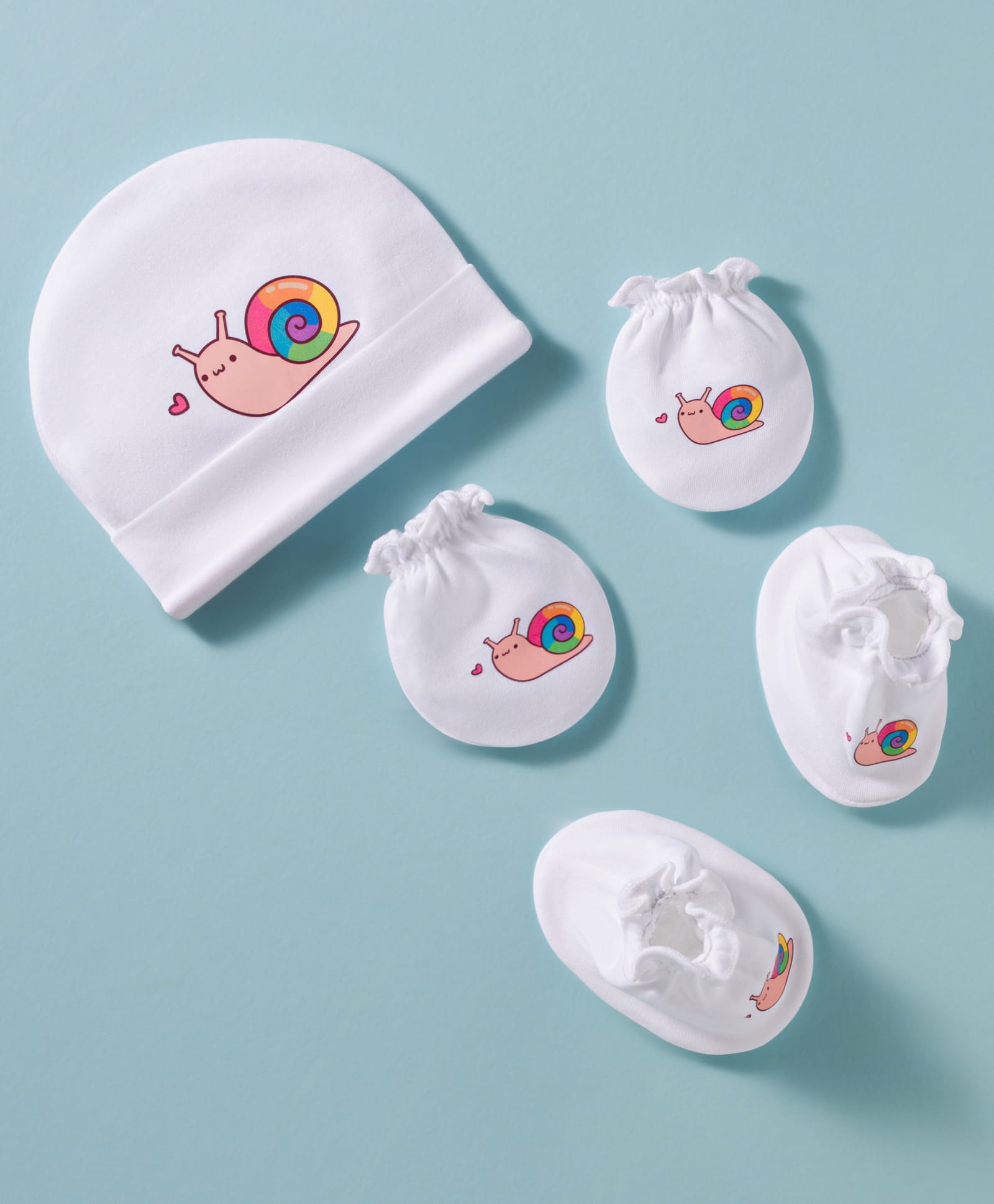 Ben Benny Interlock Knit Cap Mitten & Booties Set with Shell Print White - Diameter 10 cm-image-20