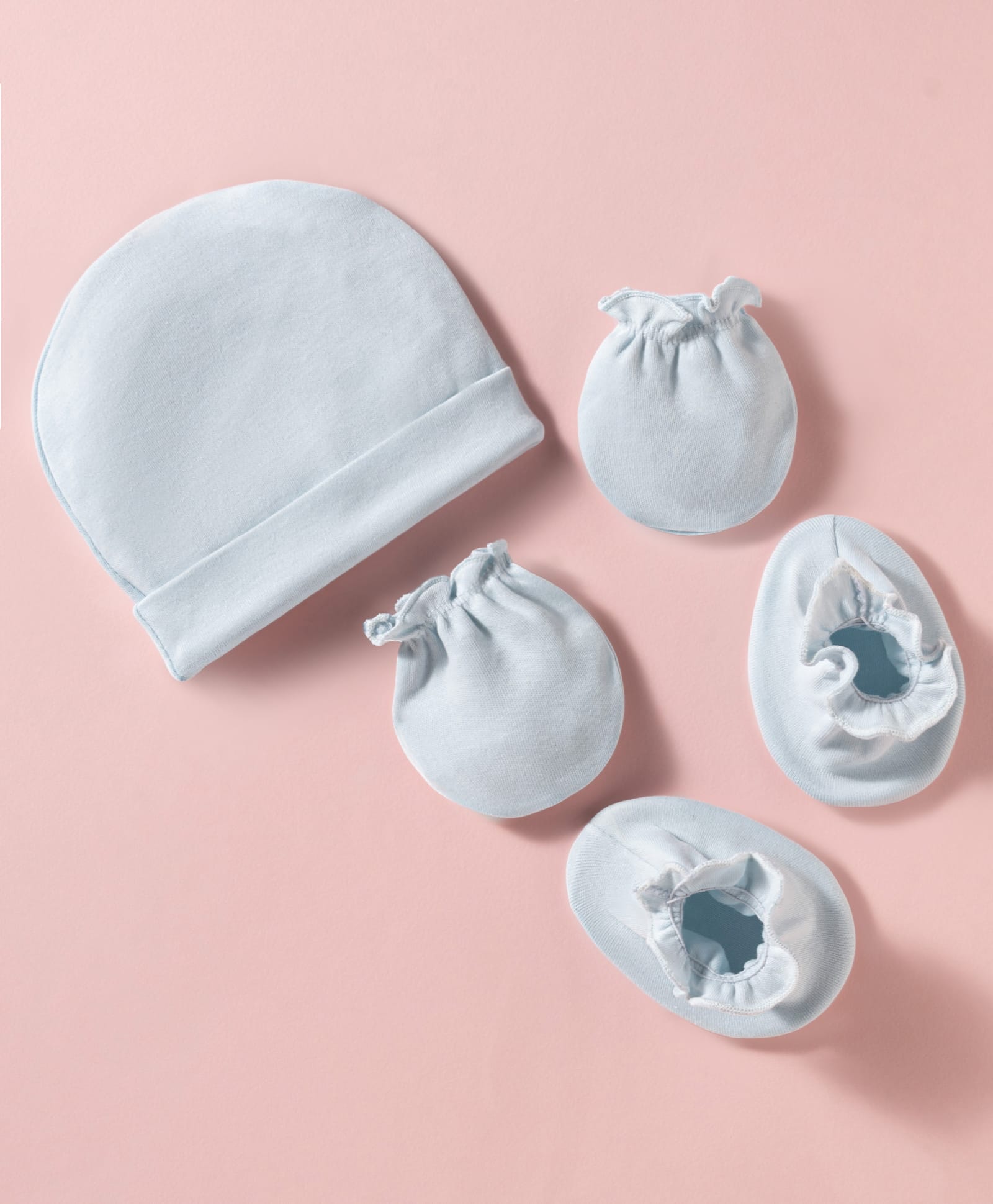 Ben Benny Interlock Knit Solid Colour Cap, Mitten & Booties Set Light Blue - Diameter 10 cm-picture-20