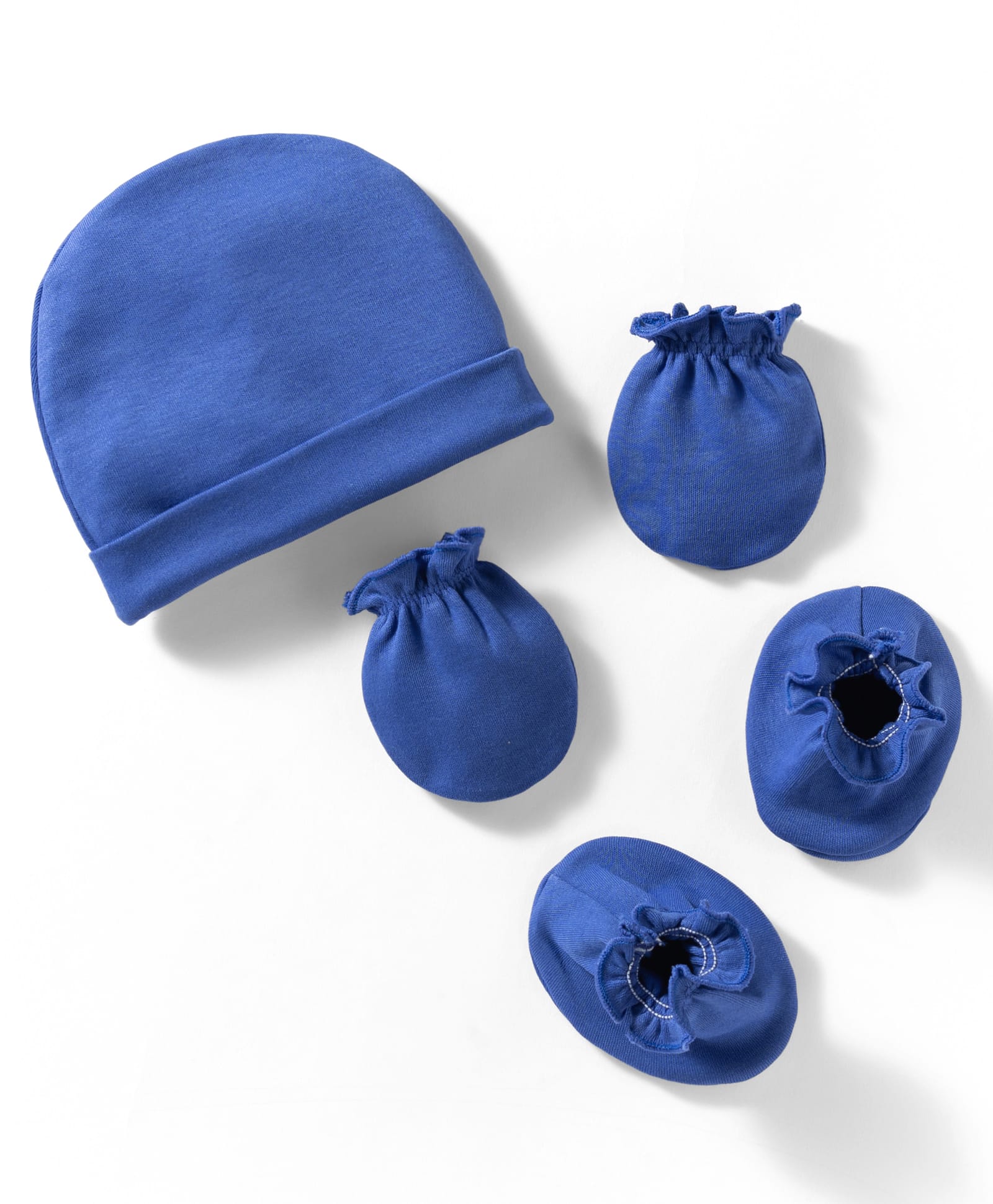 Ben Benny Interlock Knit Solid Colour Cap, Mitten & Booties Set Blue - Diameter 9.5 cm-picture-10