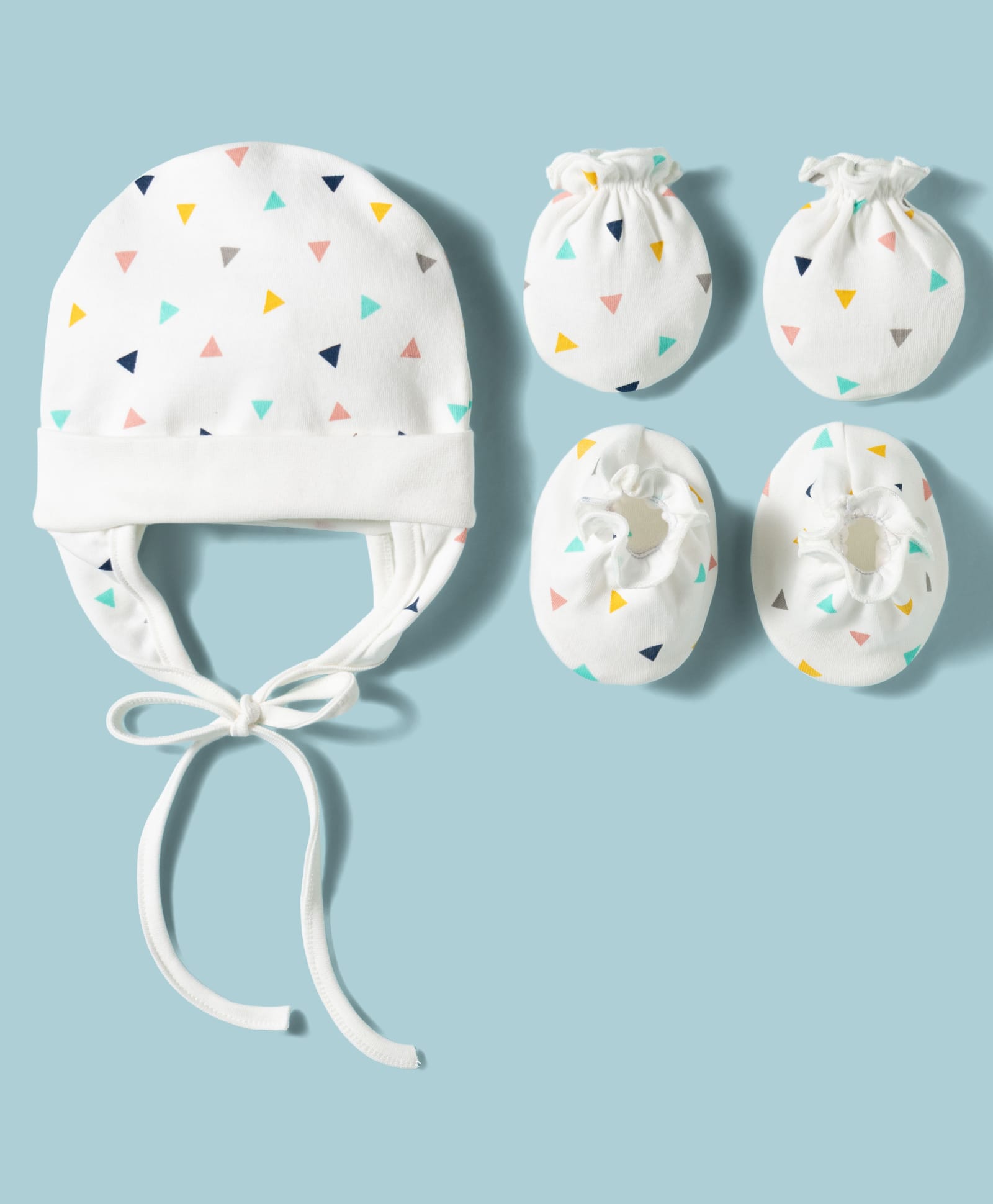 Ben Benny Single Jersey Knit Printed Cap Mittens & Booties White - Diameter 10 cm-image-32