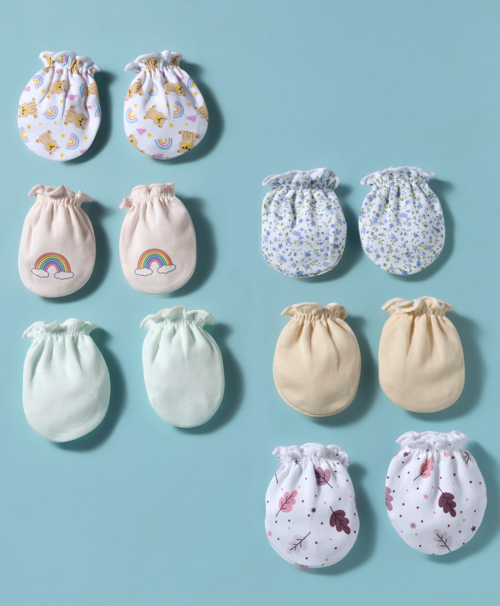 Ben Benny Interlock Knit Solid & Printed Mittens Pack of 6 - Multicolor-image-49