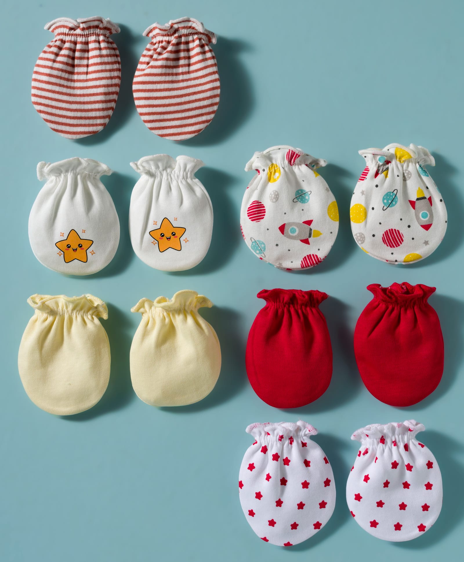Ben Benny Interlock Knit Printed & Striped Mittens Pack of 6 - Multicolor-image-24