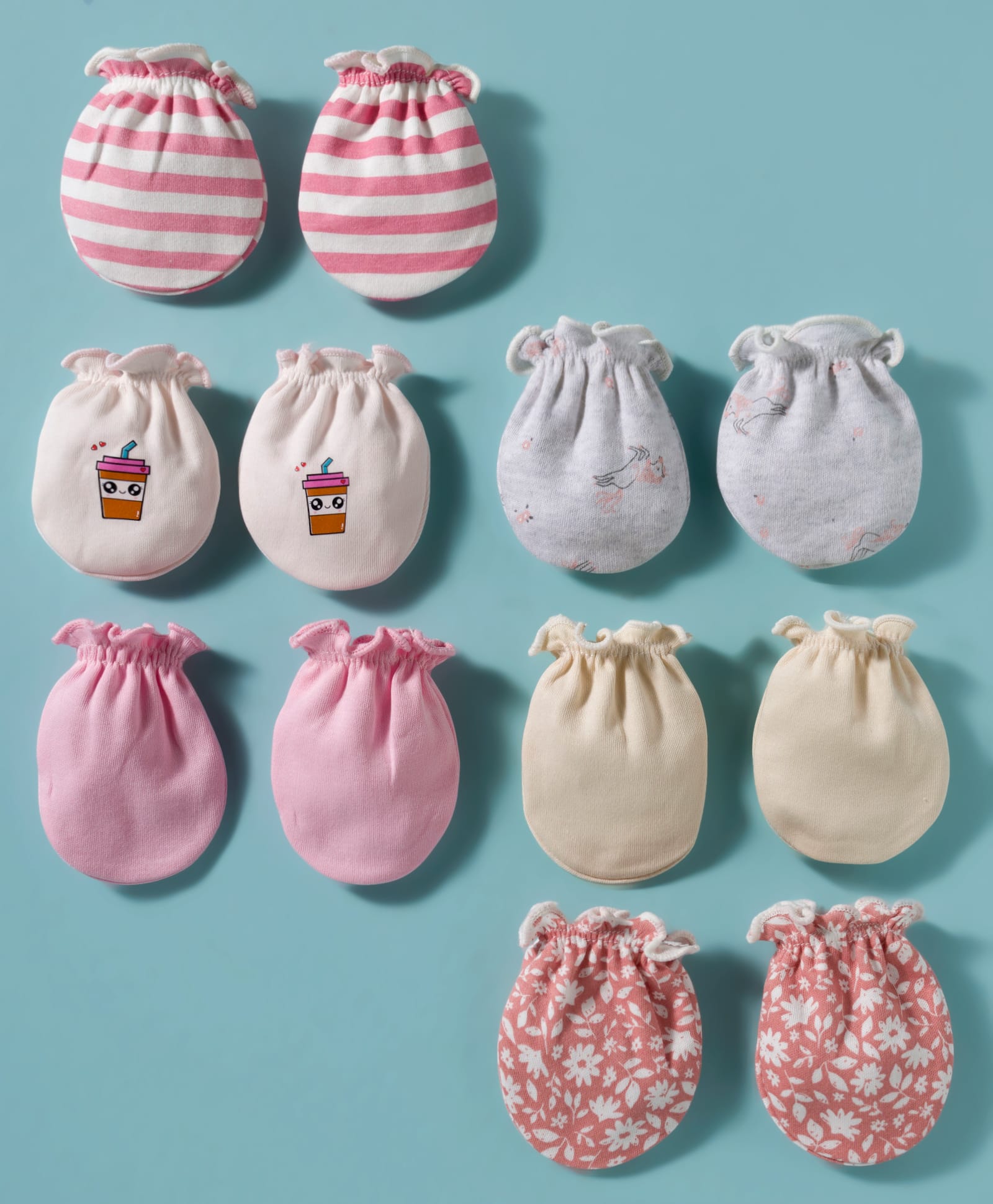 Ben Benny Interlock Knit Printed & Striped Mittens Pack of 6 - Multicolor-picture-16