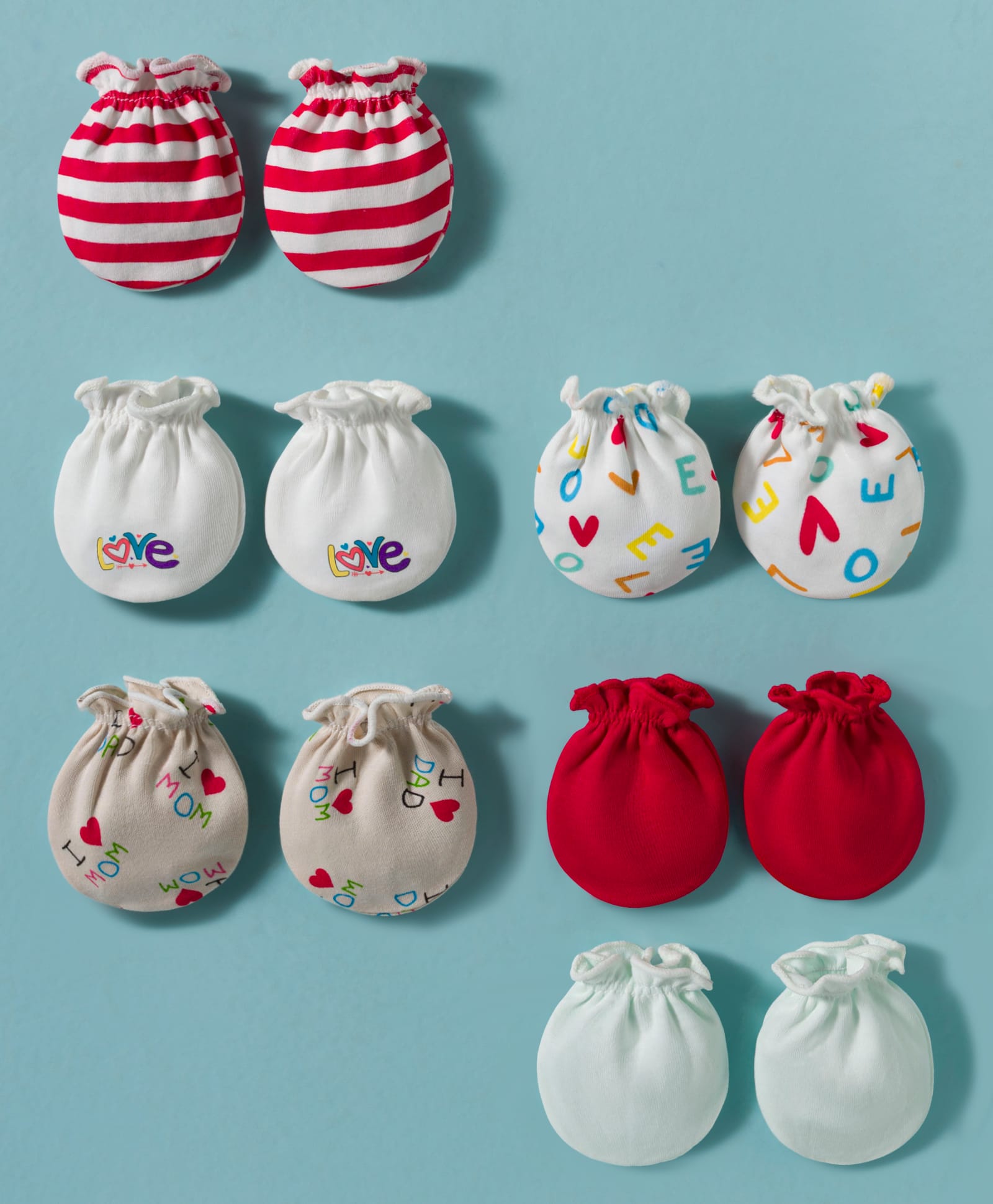 Ben Benny Interlock Knit Mittens With Love Print Pack of 6 - Multicolor-image-38
