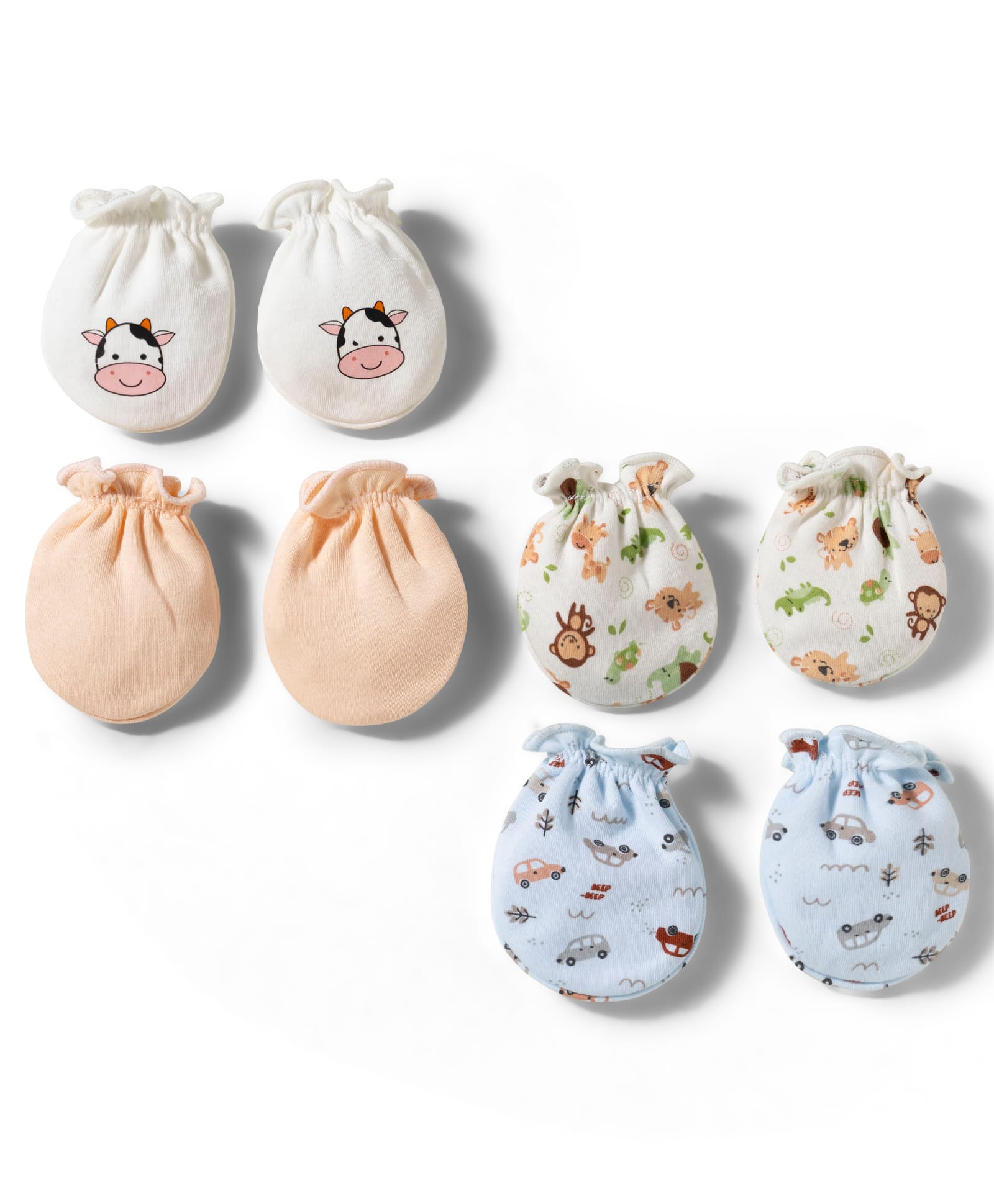 Ben Benny Interlock Knit Solid & Printed Mittens Pack of 4 - Multicolor-picture-32