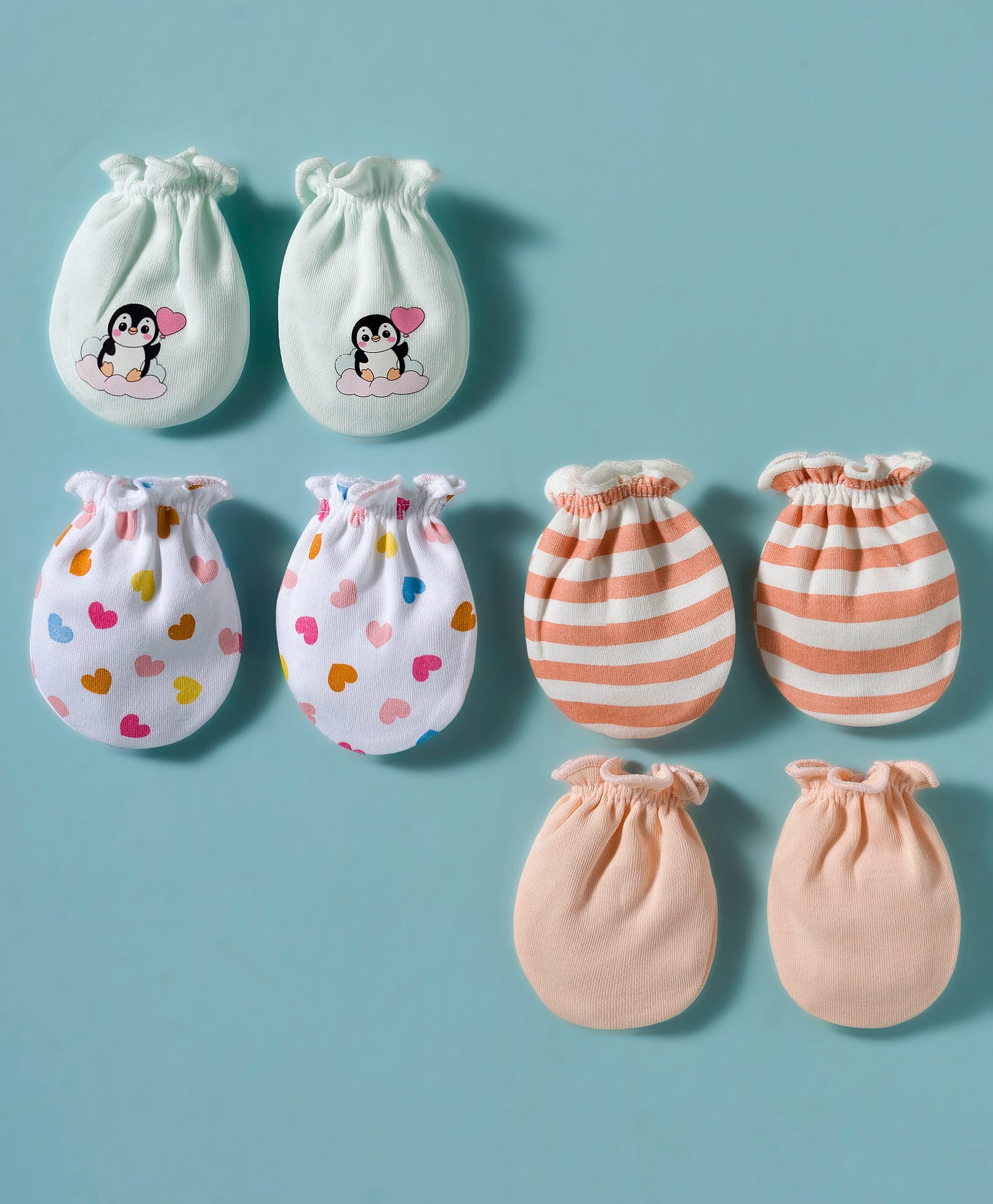 Ben Benny Interlock Knit Printed & Striped Mittens Pack of 4 - Multicolor-picture-24