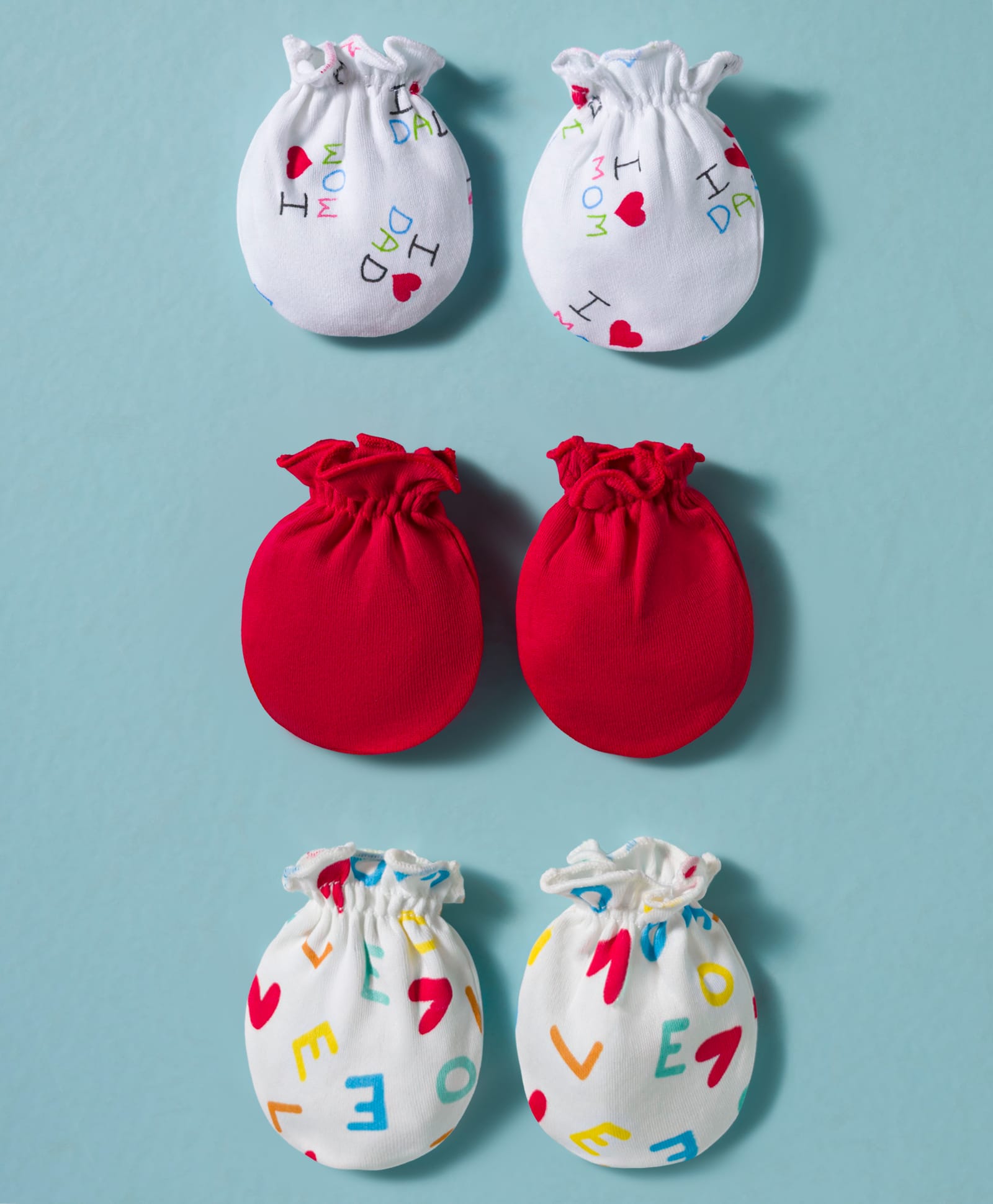 Ben Benny Interlock Knit Mittens With Love Print Pack of 3 - Multicolor-image-35