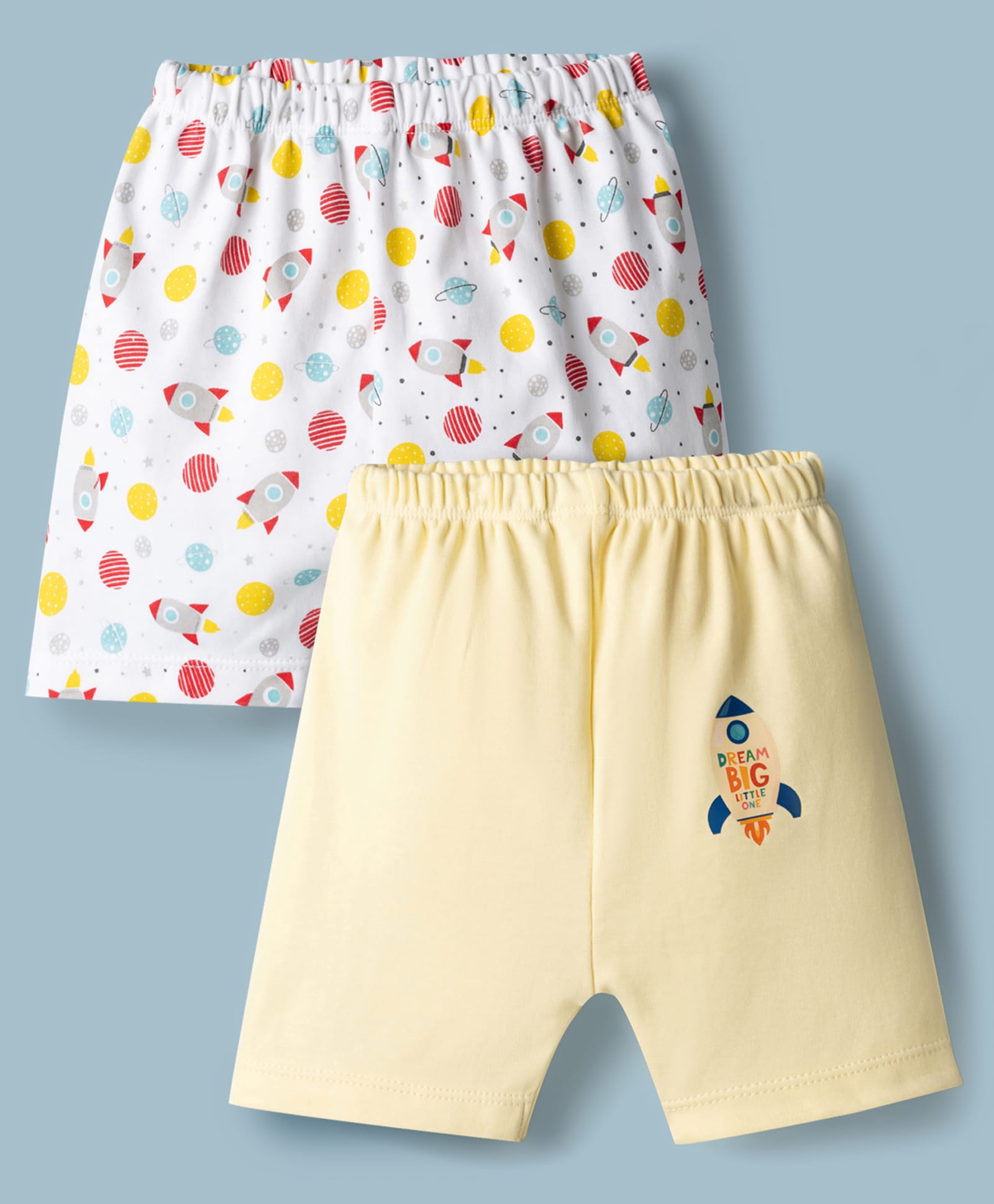 Ben Benny Interlock Knit Knee Length Shorts With Rocket Print Pack of 2 - Multicolor-picture-13