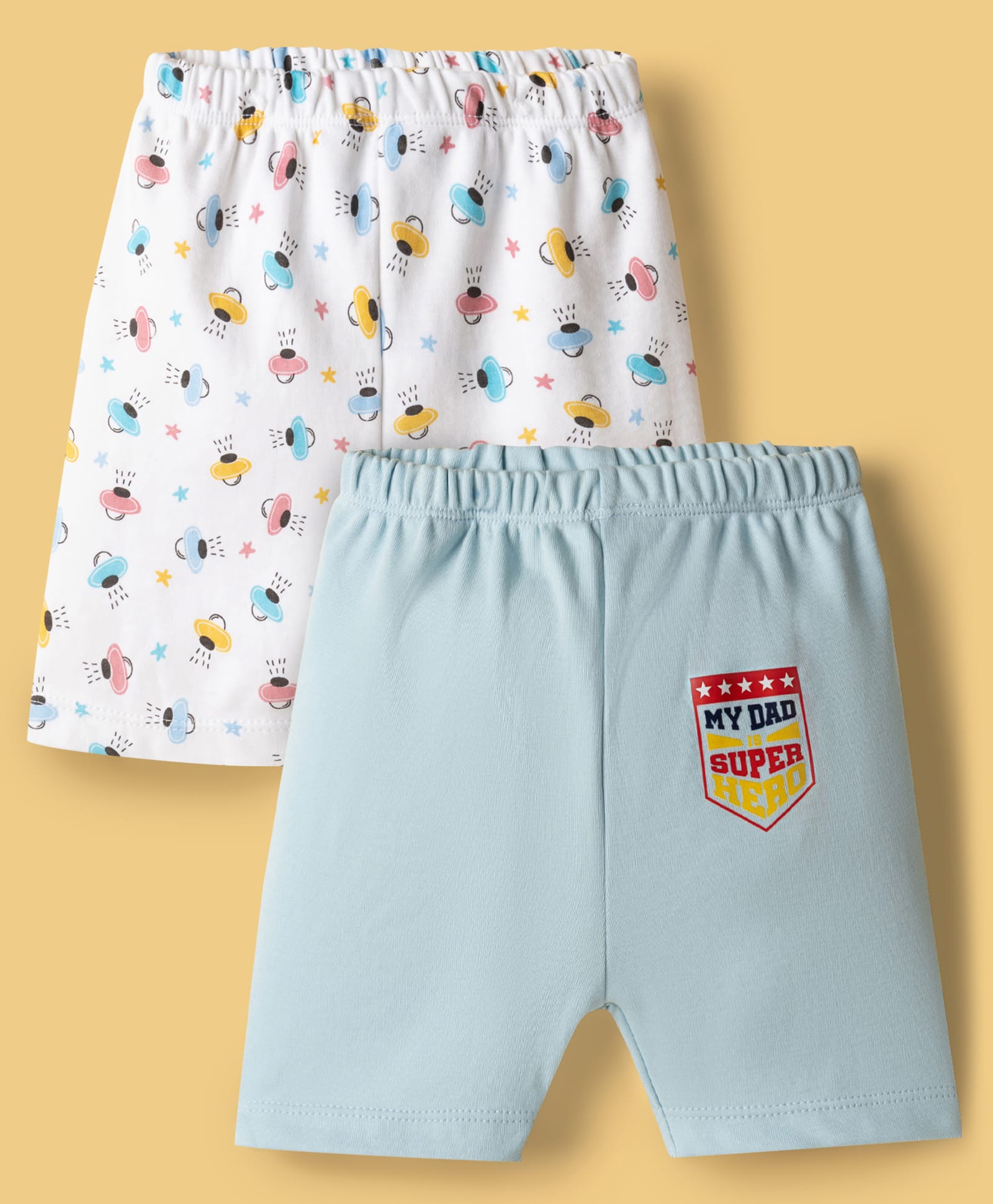 Ben Benny Interlock Knit Knee Length Shorts With UFO & Text Print Pack of 2 - Multicolor-picture-23