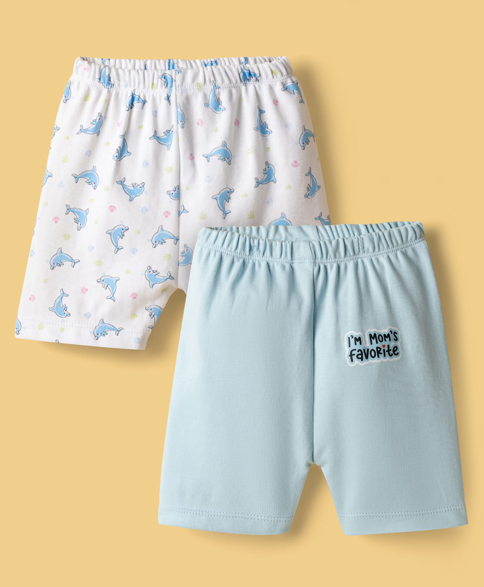 Ben Benny Interlock Knit Knee Length Shorts With Dolphin & Text Print Pack of 2 - Multicolor-picture-34