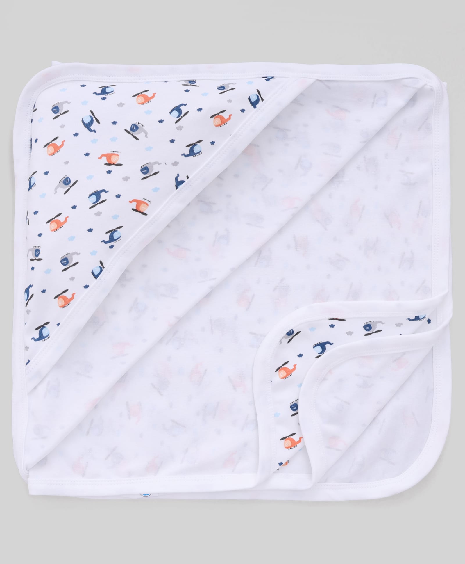 Ben Benny Interlock Knit Towel With Hood & Helicopter Print L 77 x B 75 cm - White-image-8