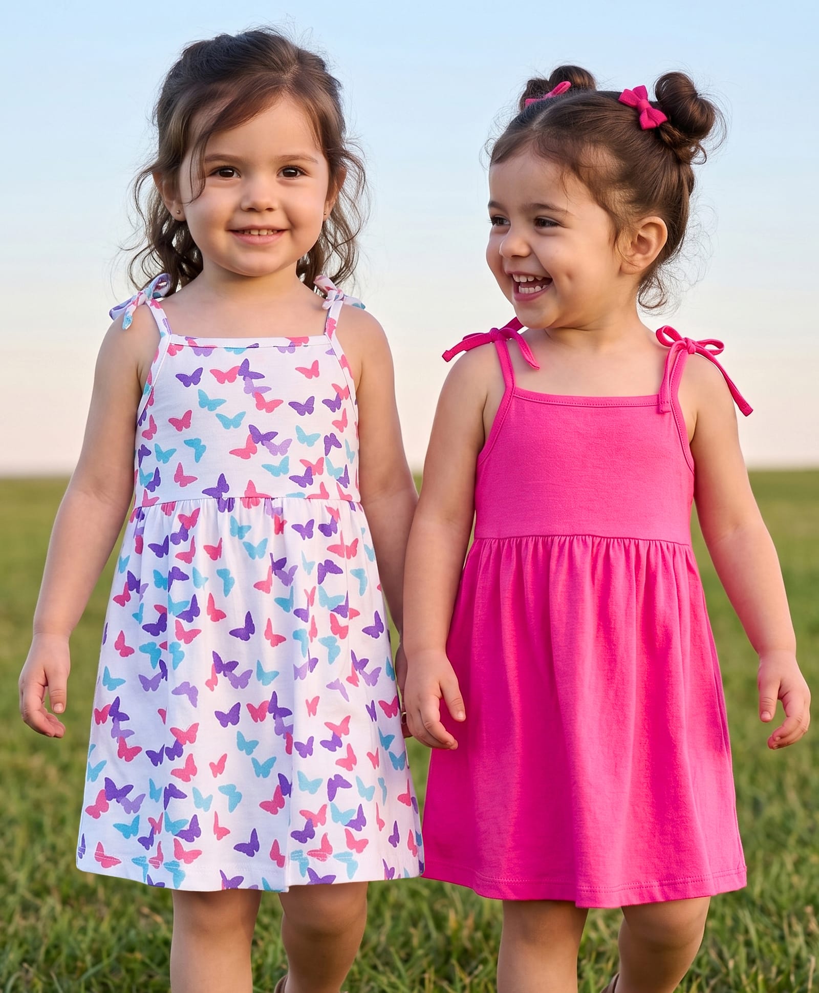 Babyhug Single Jersey Knit Sleeveless Fit & Flare Frock With Butterfly Print Pack of 2 - Multicolor-picture-16