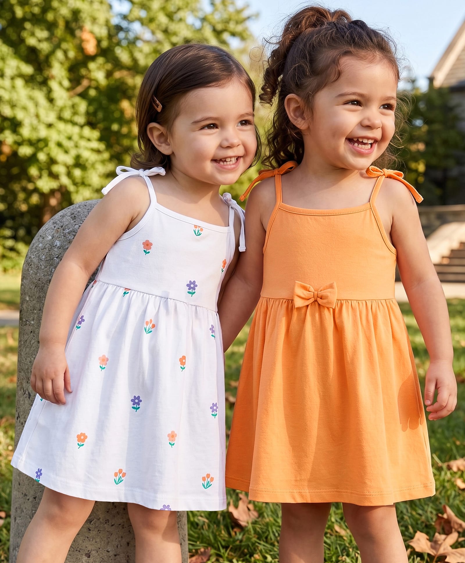 Babyhug Single Jersey Knit Sleeveless Fit & Flare Frock With Floral Print Pack of 2 - Multicolor-image-37