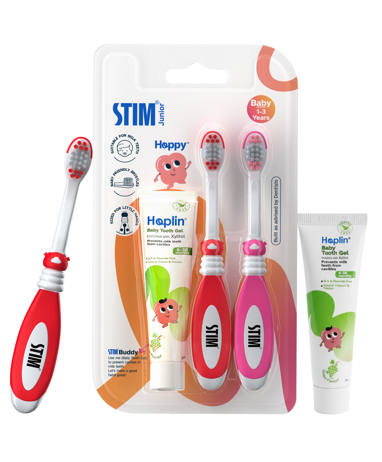 STIM JUNIOR Baby Toothbrush & Toothpaste Oral Care Kit - Multicolour-image-35