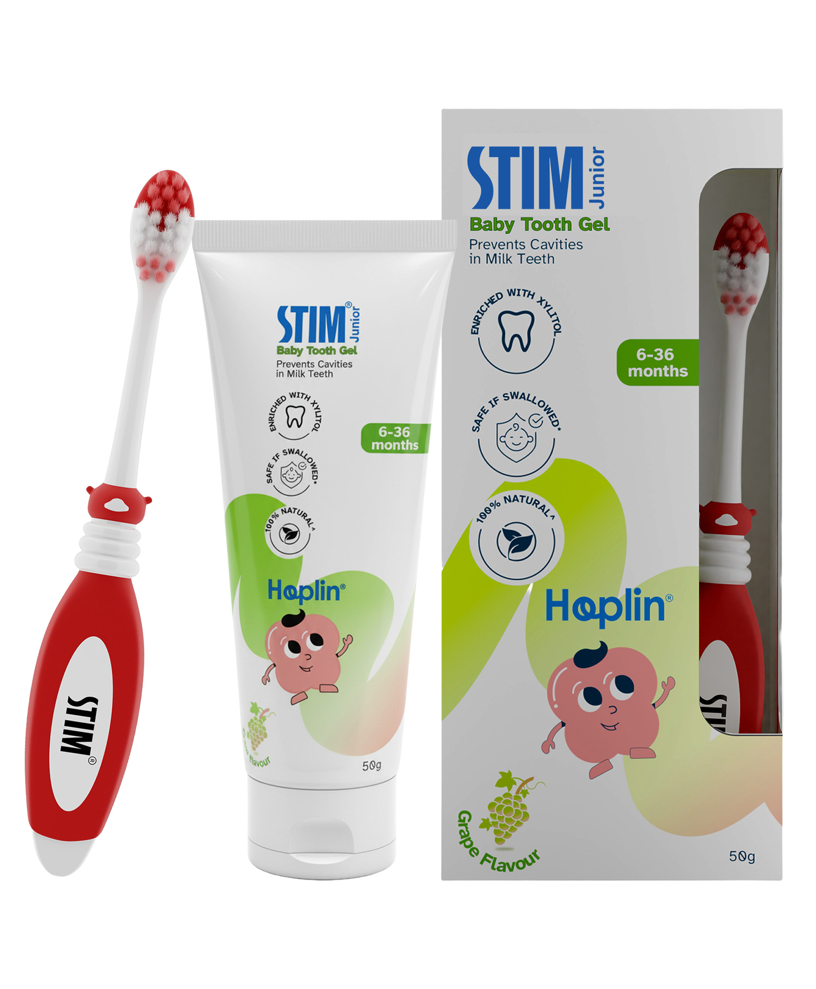 STIM JUNIOR Baby Tooth Gel with Aloe Vera, Xylitol & Vitamin E - 50 g-image-1