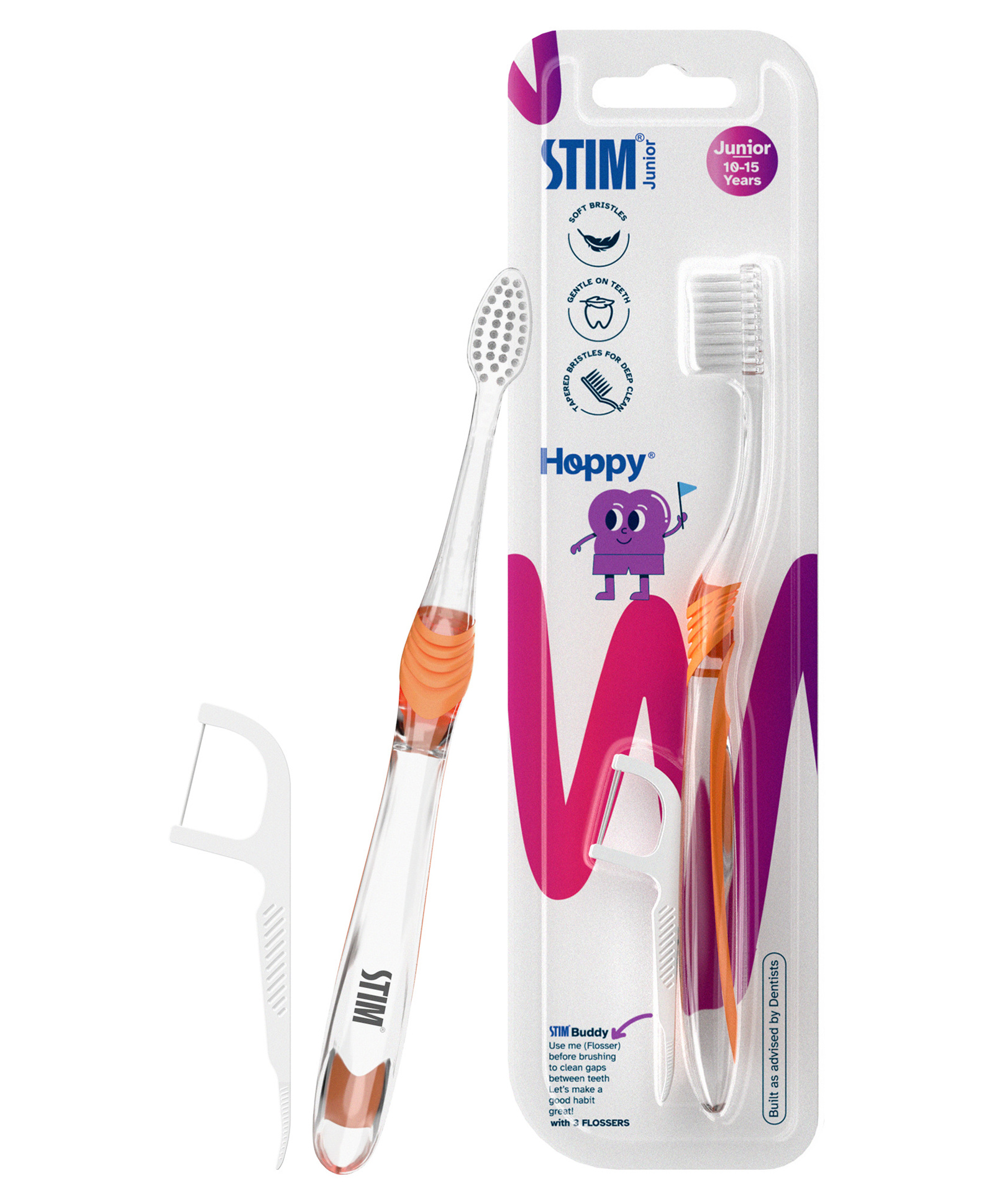 STIM JUNIOR Pro Clean Teen Toothbrush with Flosser - White-image-8