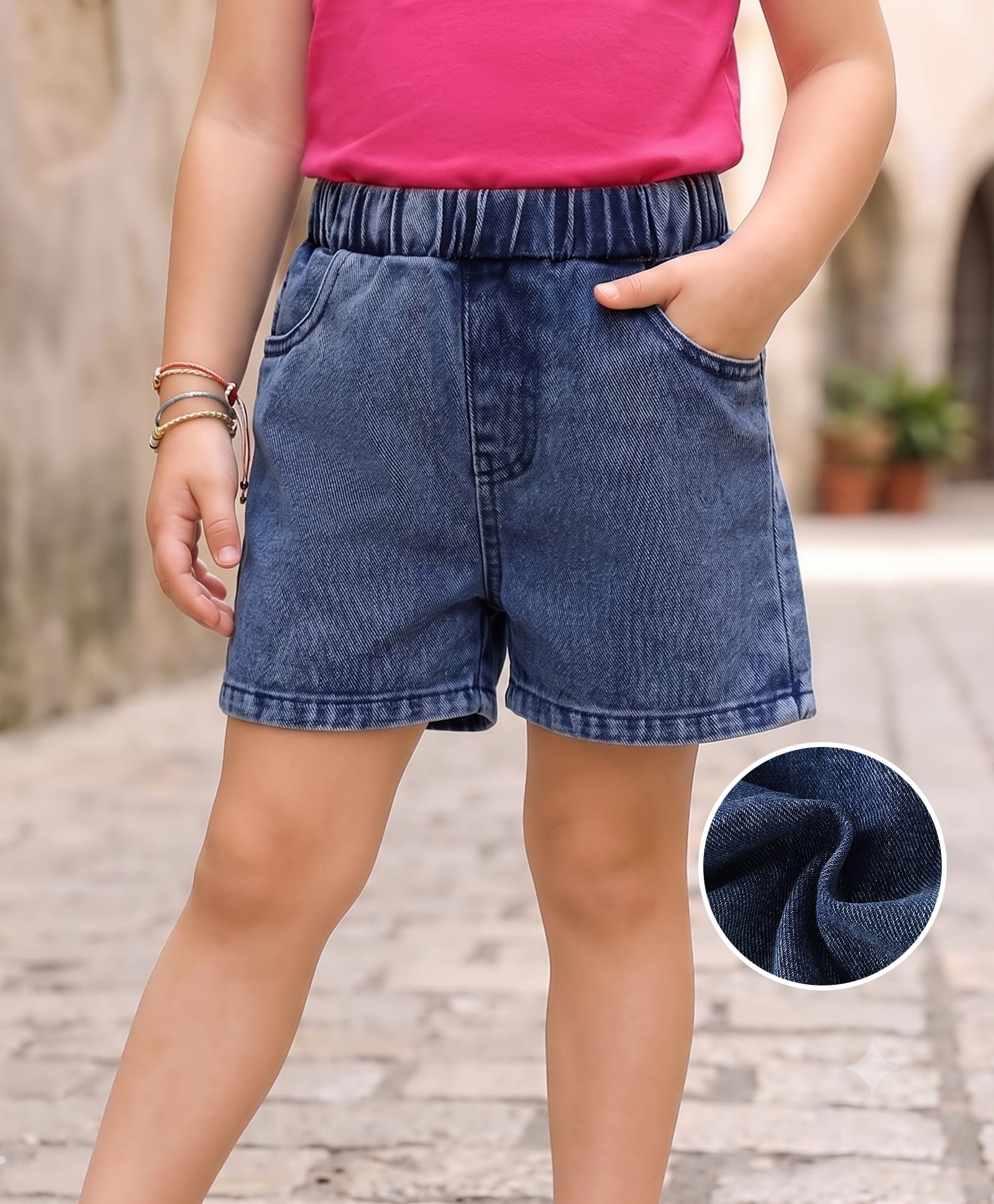 Mark & Mia Washed Shorts with Bow Detailing - Blue-picture-22