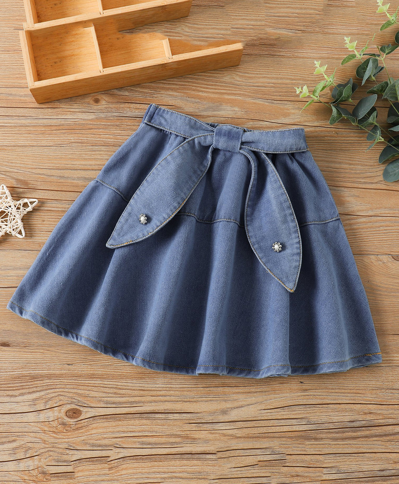 Mark & Mia Washed Skirt with Bow Detailing - Blue-picture-20