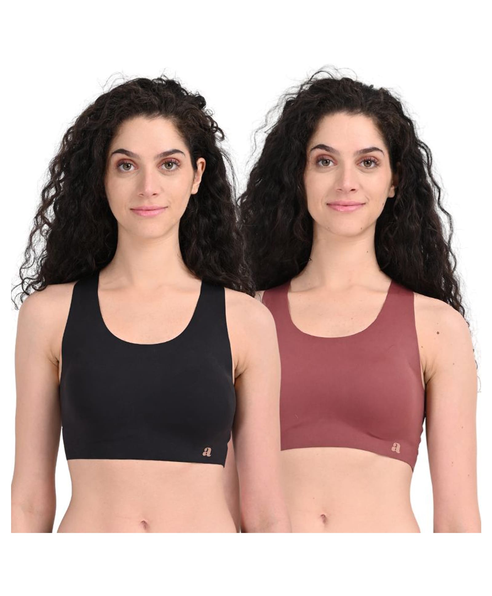 Adira Knit Pack Of 2 Solid Bra - Black & Mesa Rose-image-41