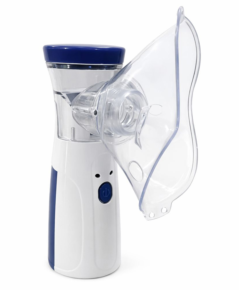 Sahyog Wellness Handheld Portable Silent Mesh Nebulizer with Adult and Child Mask, USB Charging Cable for House & Travel Purpose (White & Blue)-picture-14