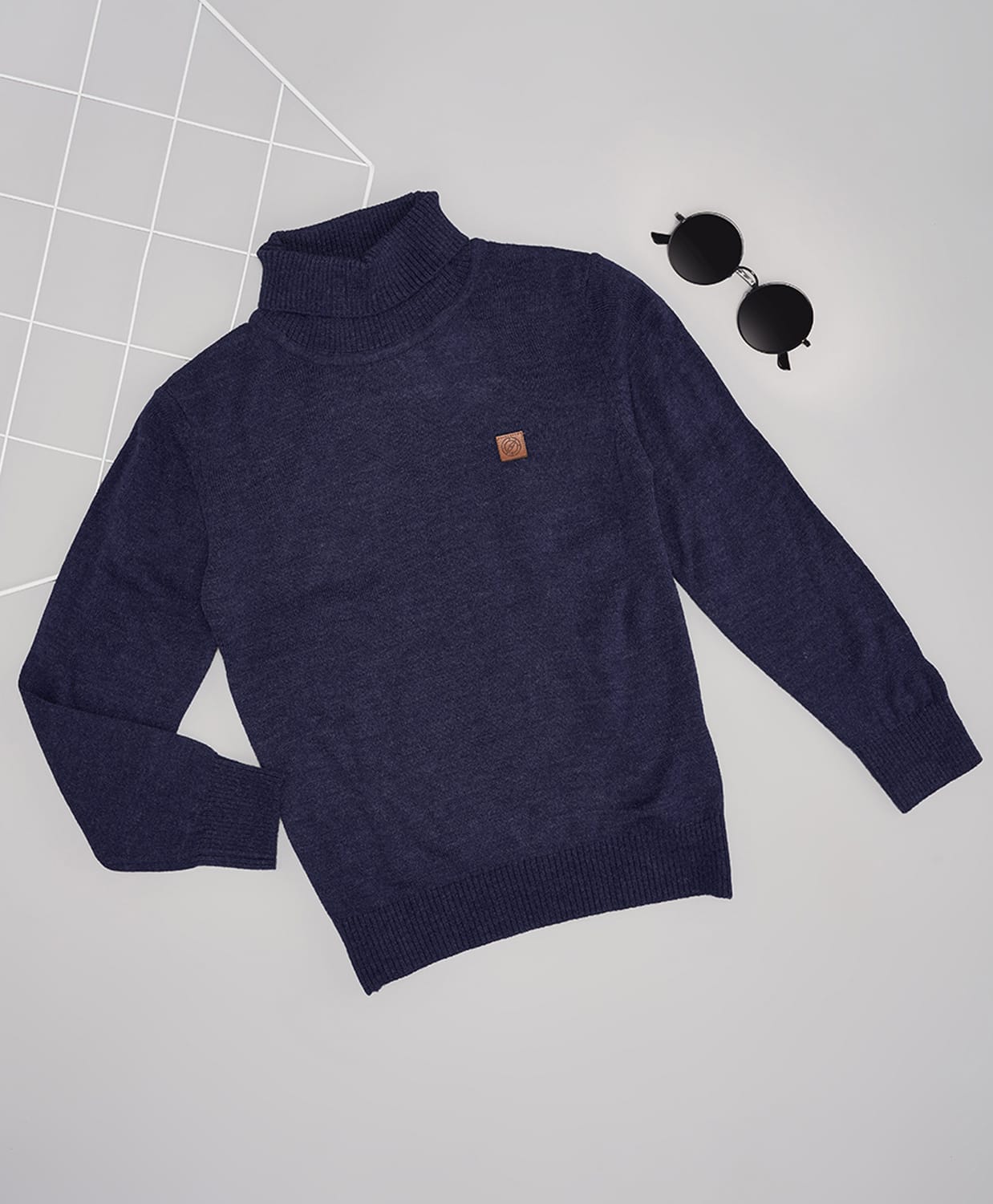 Pantaloons Junior Knit Full Sleeves Compass Patch Detailed Sweater - Navy Blue-picture-11