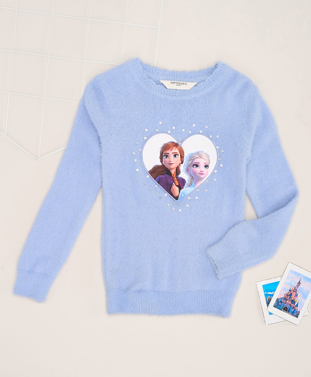 Pantaloons Junior Knit Disney Frozen Featuring Full Sleeves Characters Printed Sweater - Blue-picture-22