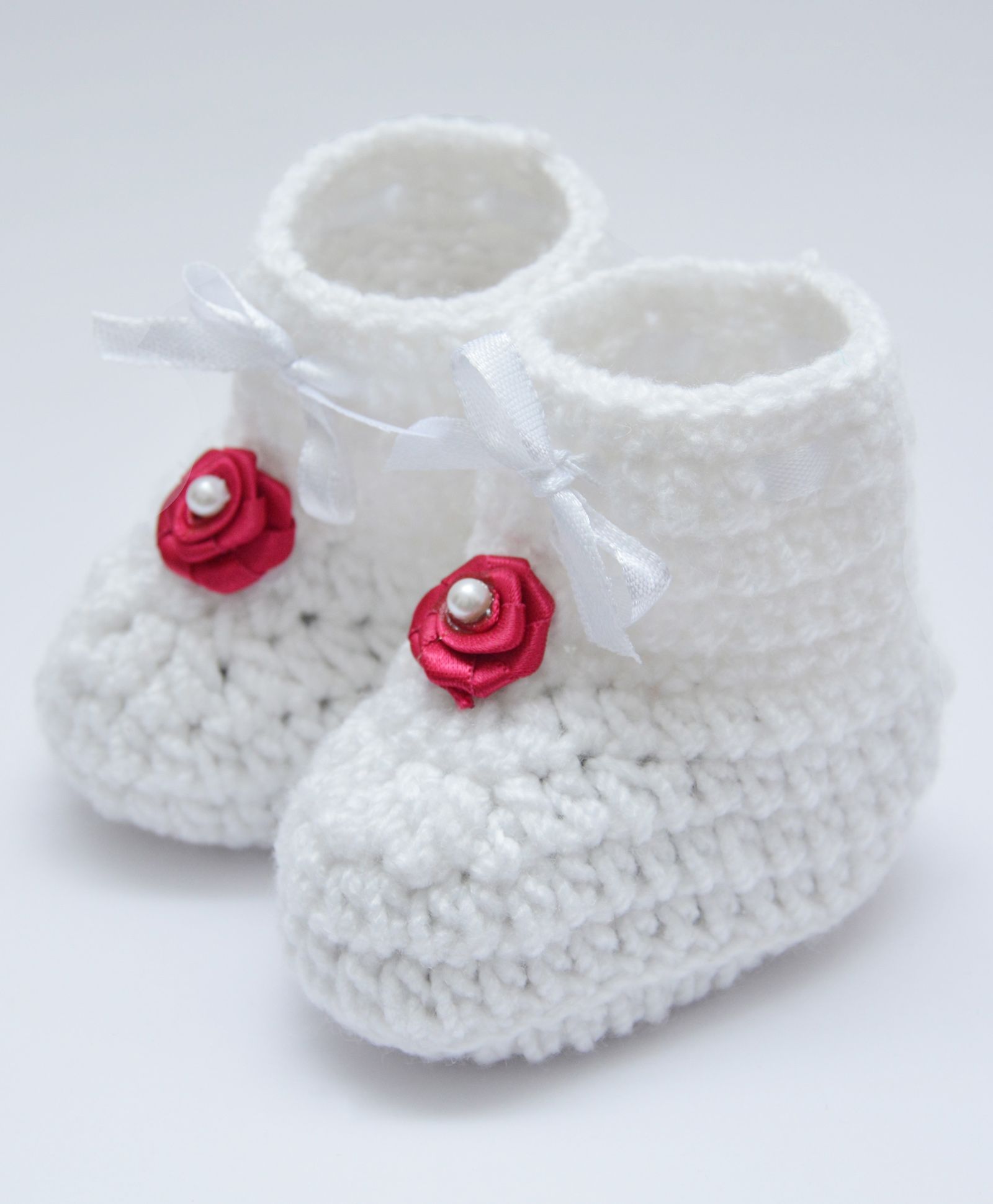 Love Crochet Art Flower Applique Booties - Pink-image-42