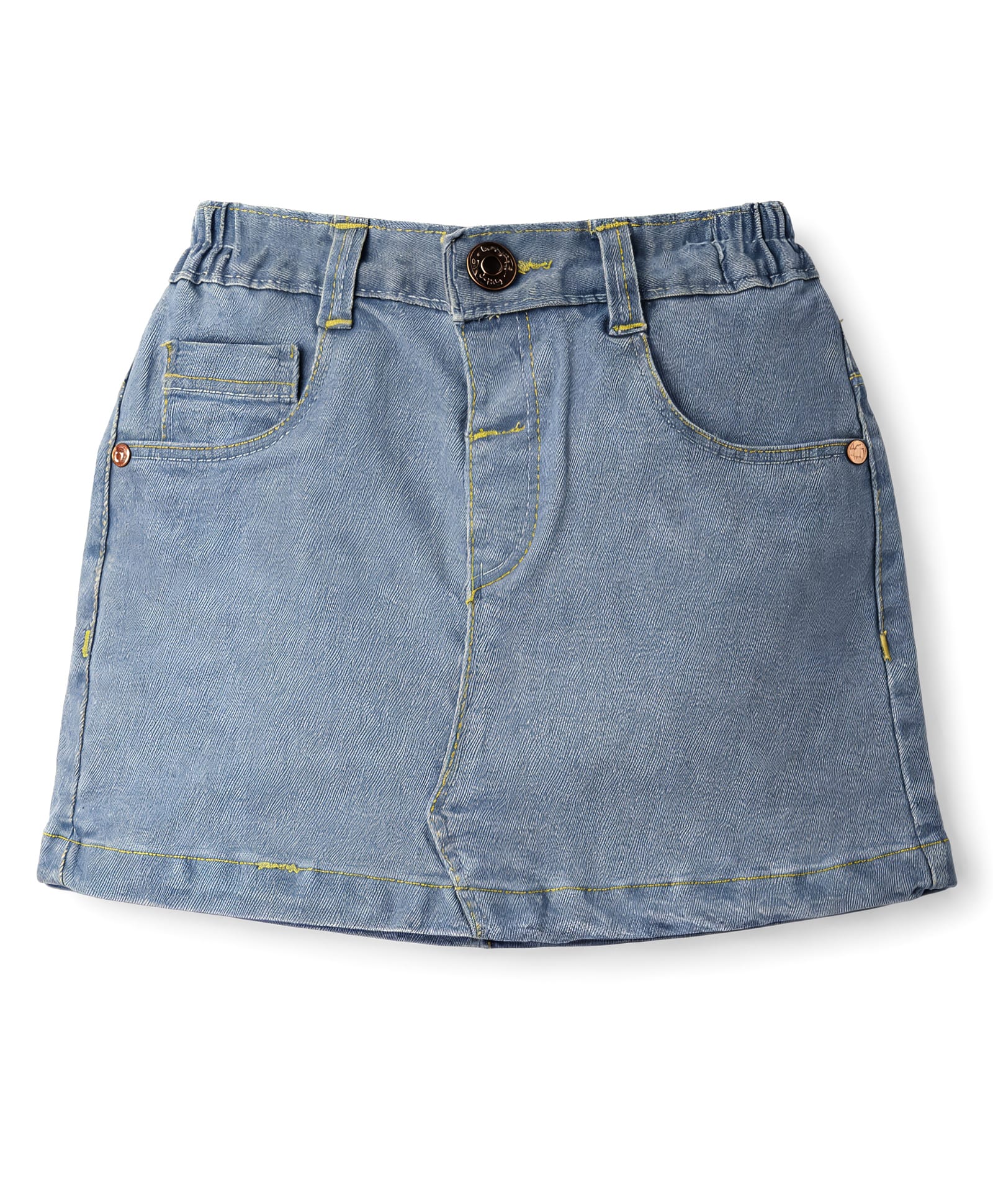 Babyhug Mid Thigh Length Solid Color Denim Skirt - Light Blue-picture-27