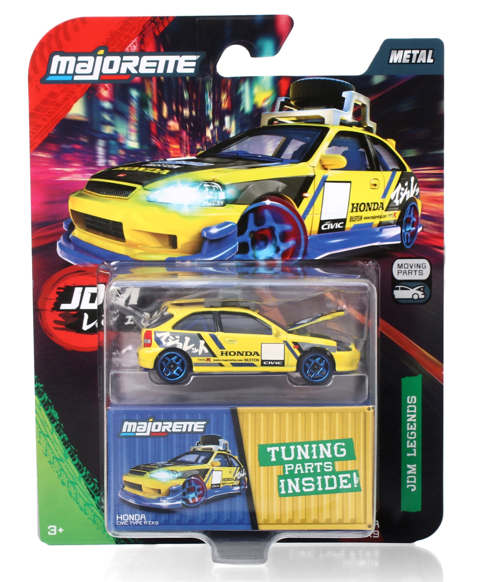 Majorette Honda Civic Type R EK9 JDM Legends Deluxe Die-Cast Car Yellow-image-14