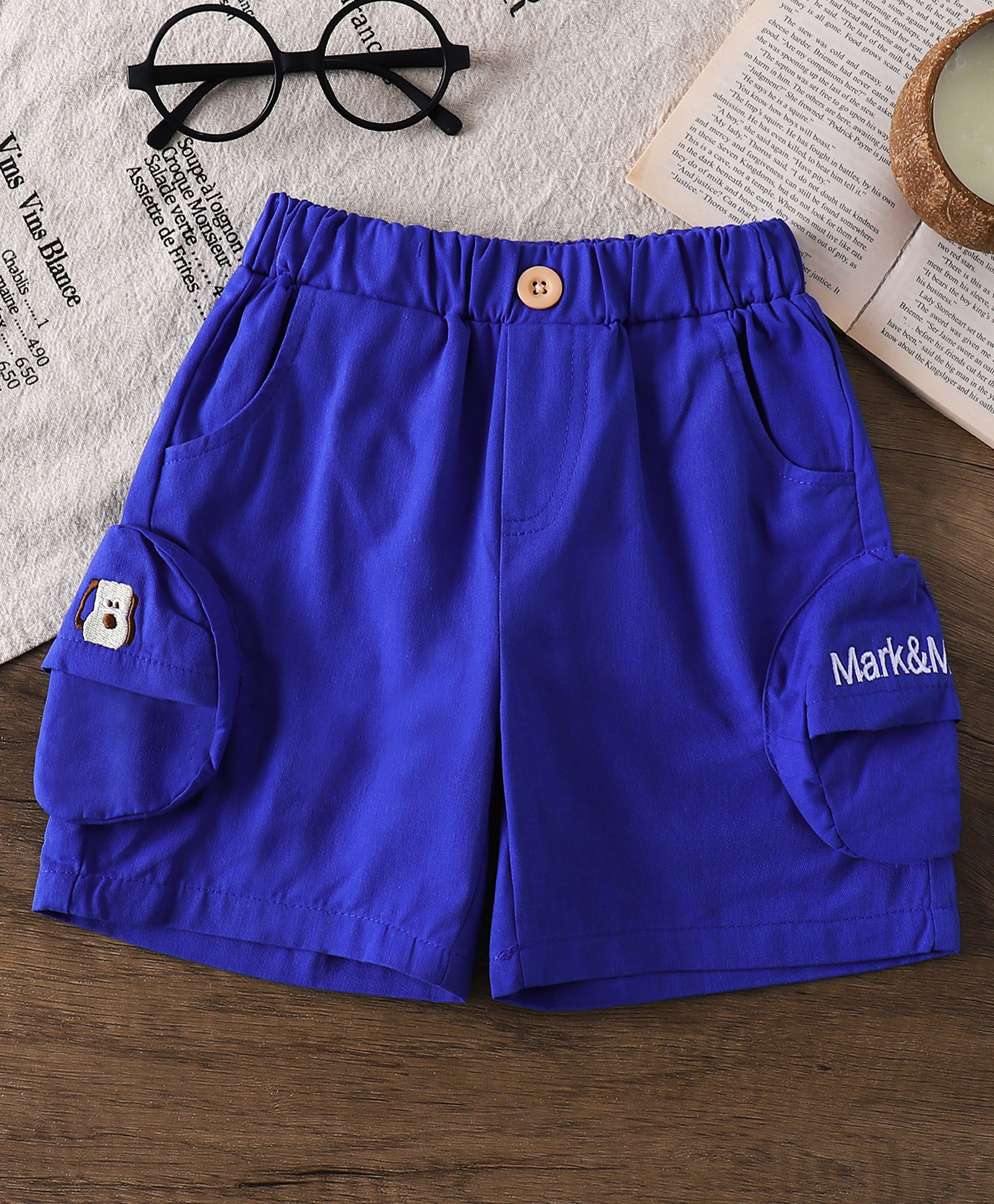 Mark & Mia Cotton Puppy Embroidered Shorts With Pockets - Blue-picture-15