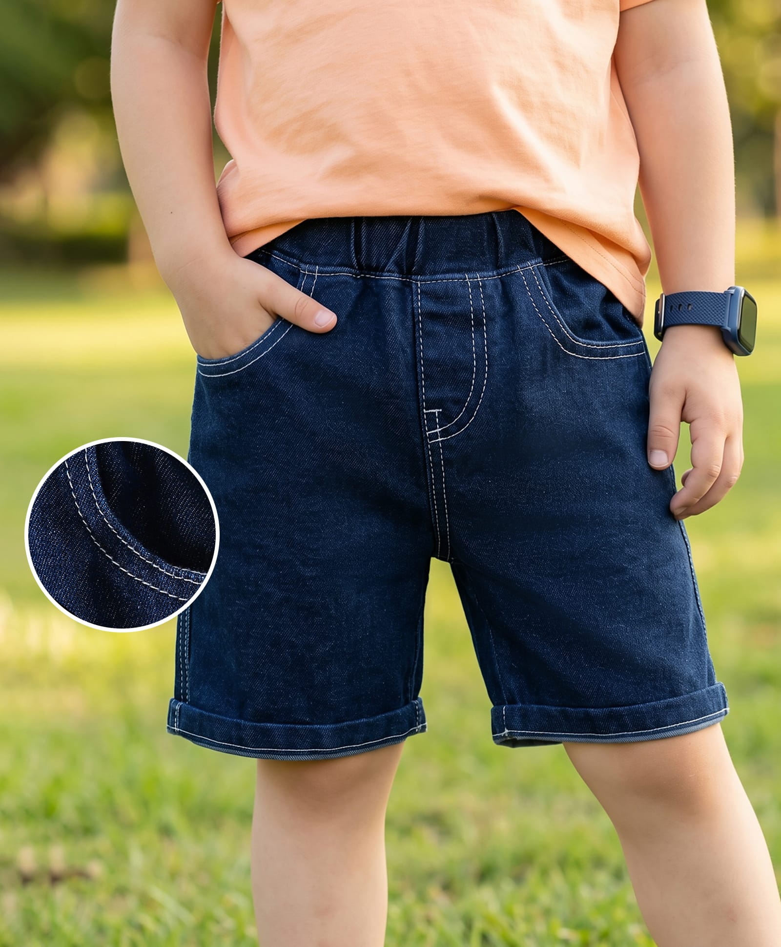 Mark & Mia Cotton Washed Shorts - Navy Blue-picture-25