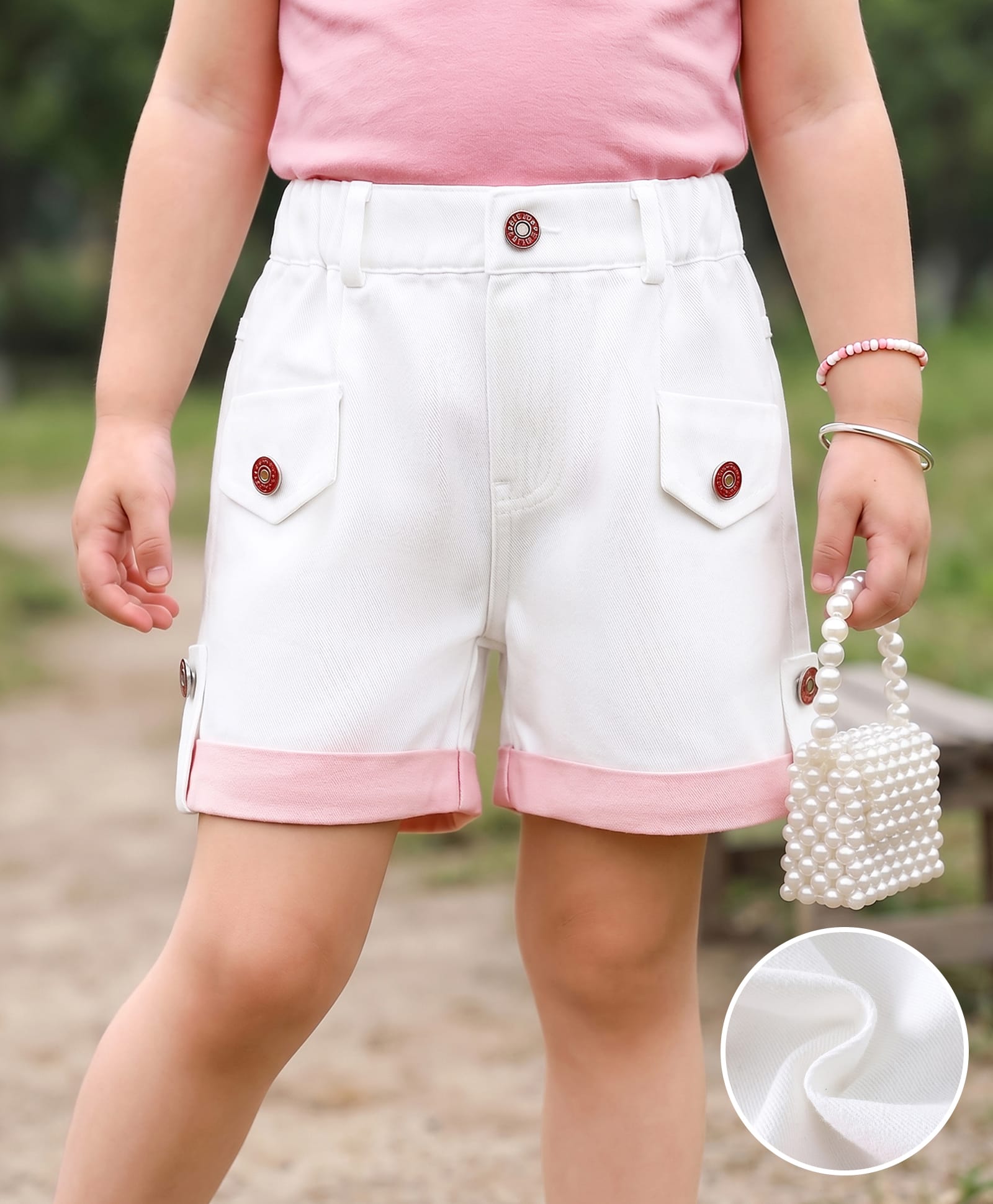 Mark & Mia 100% Cotton Solid Shorts - Pink-picture-34