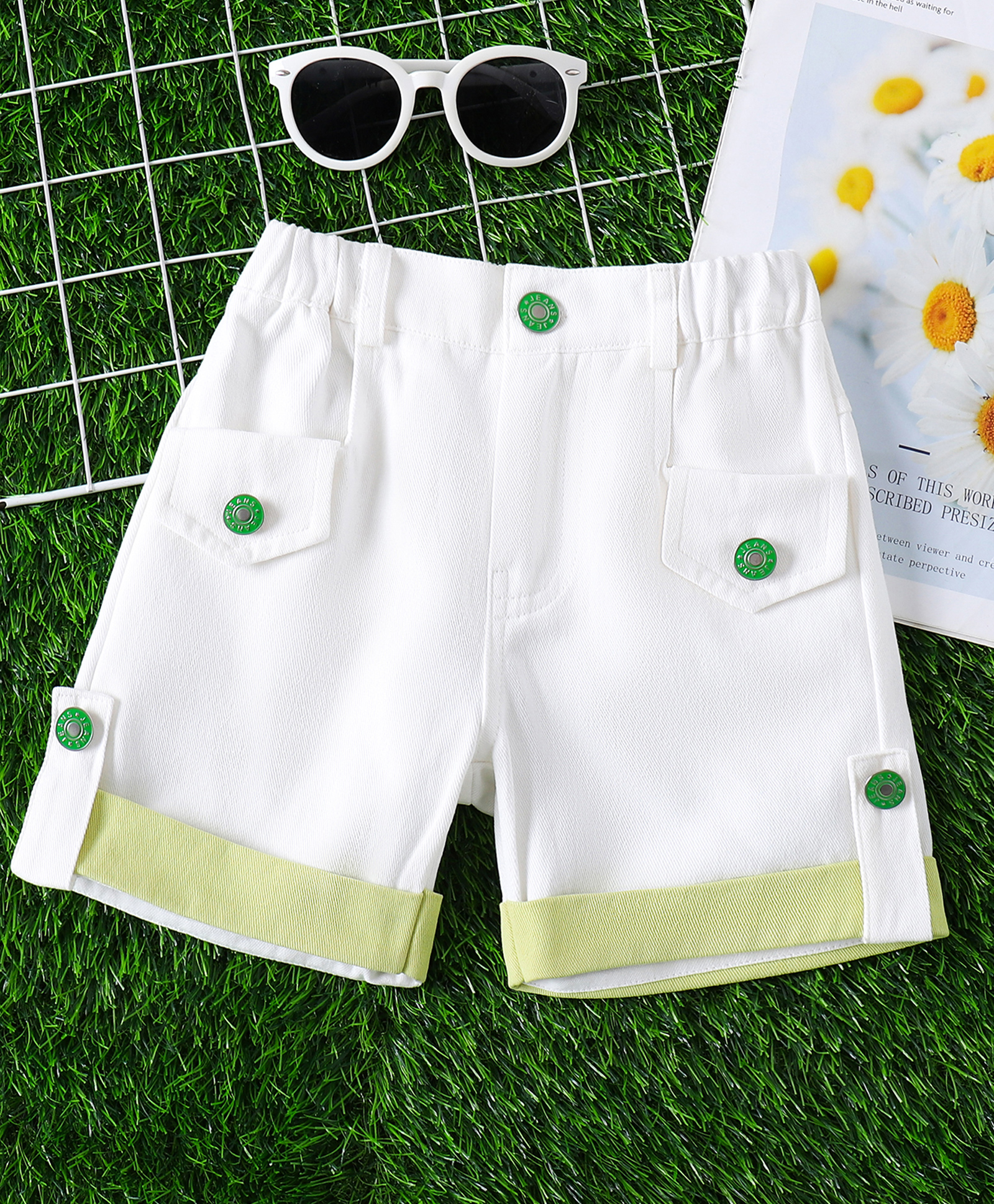 Mark & Mia 100% Cotton Solid Shorts - Light Green-picture-33