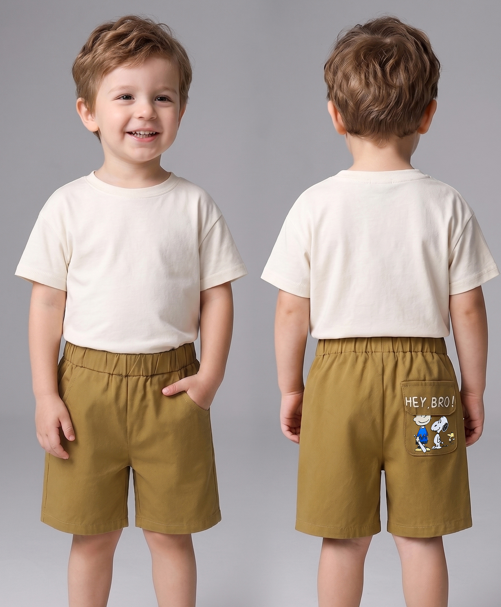 Mark & Mia Cotton Solid Color Shorts - Khaki-picture-37