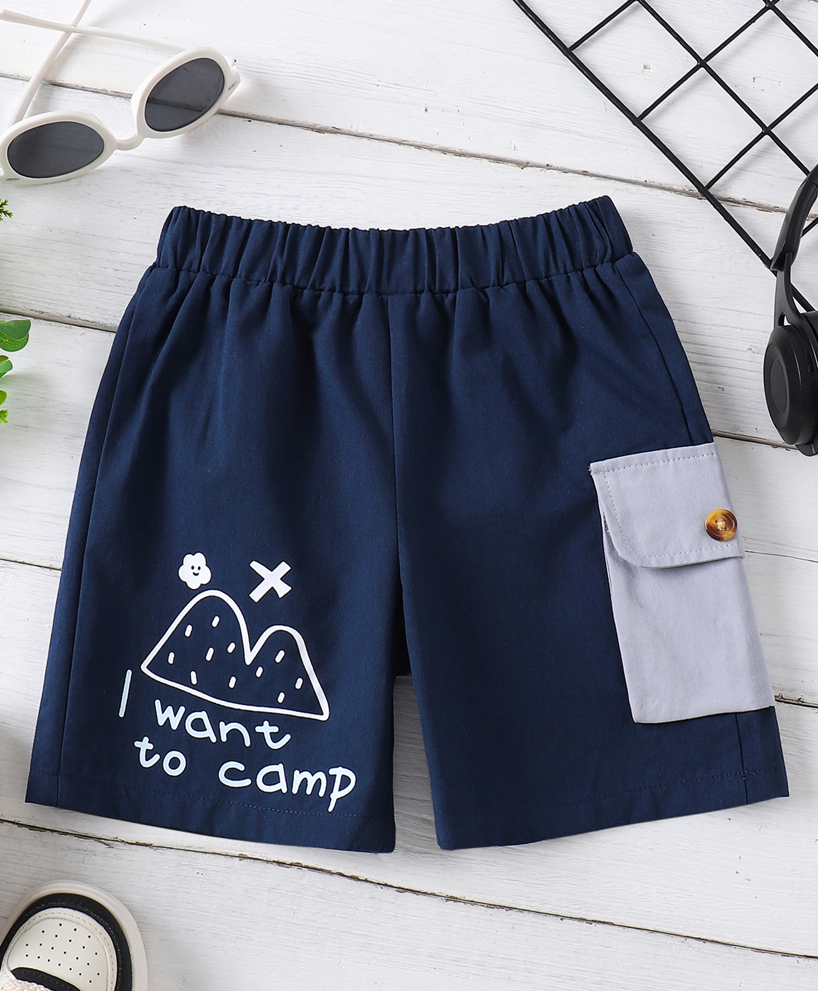 Mark & Mia Cotton Shorts with Camping Print - Navy Blue-image-27