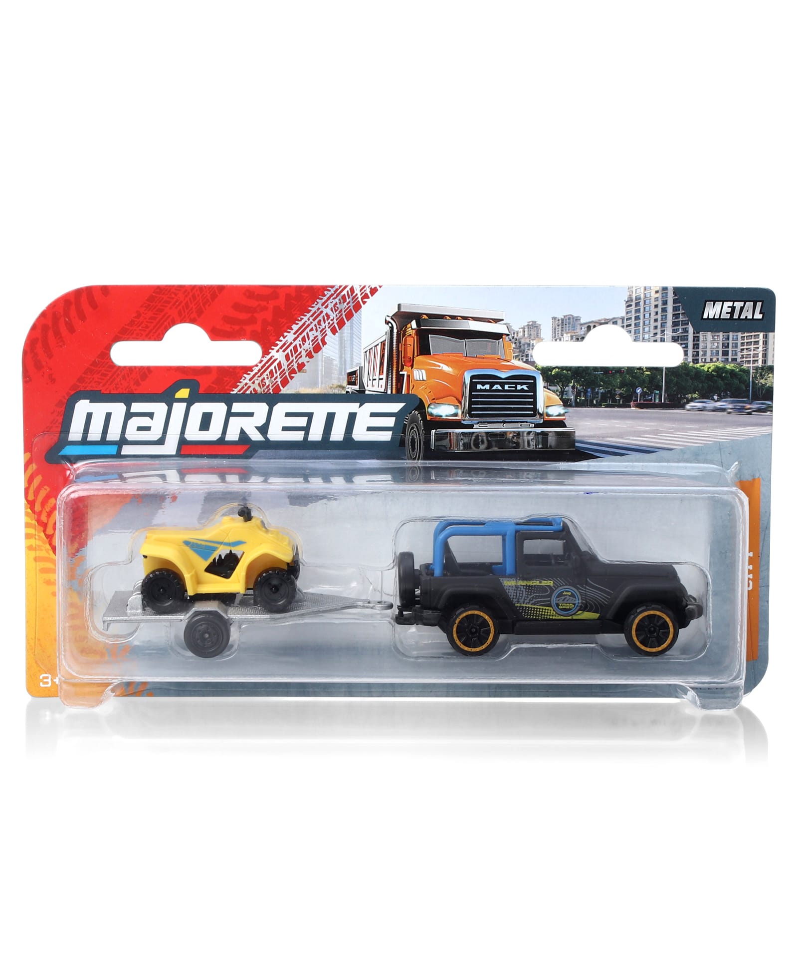 Majorette Jeep Wrangler Die Cast City Trailer - Black & Yellow-image-0