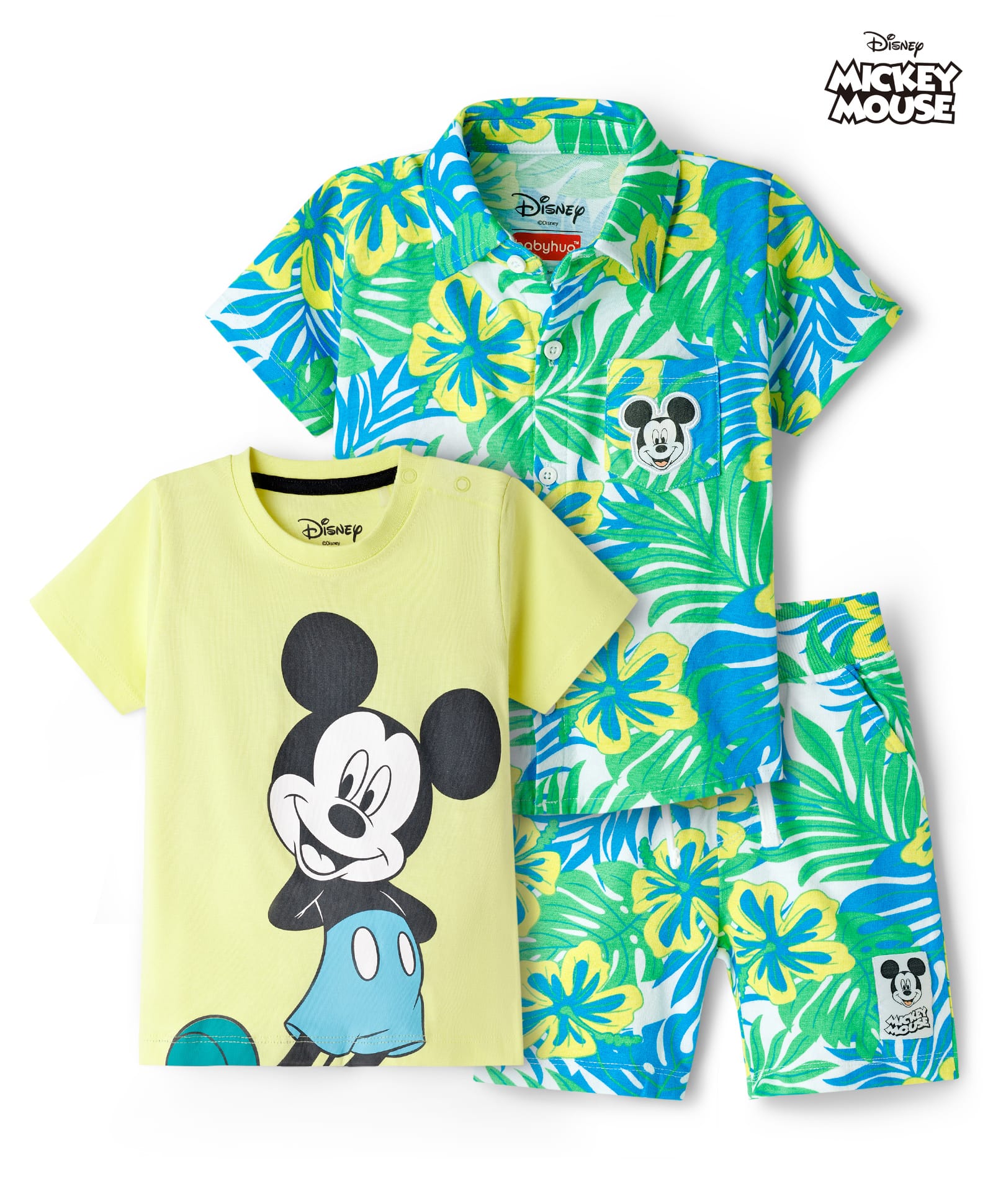 Babyhug Disney Single Jersey Knit Half Sleeves Shirt & Shorts Co-ord Set With T-Shirt & Mickey Mouse & Family Graphics - Multicolor-picture-13