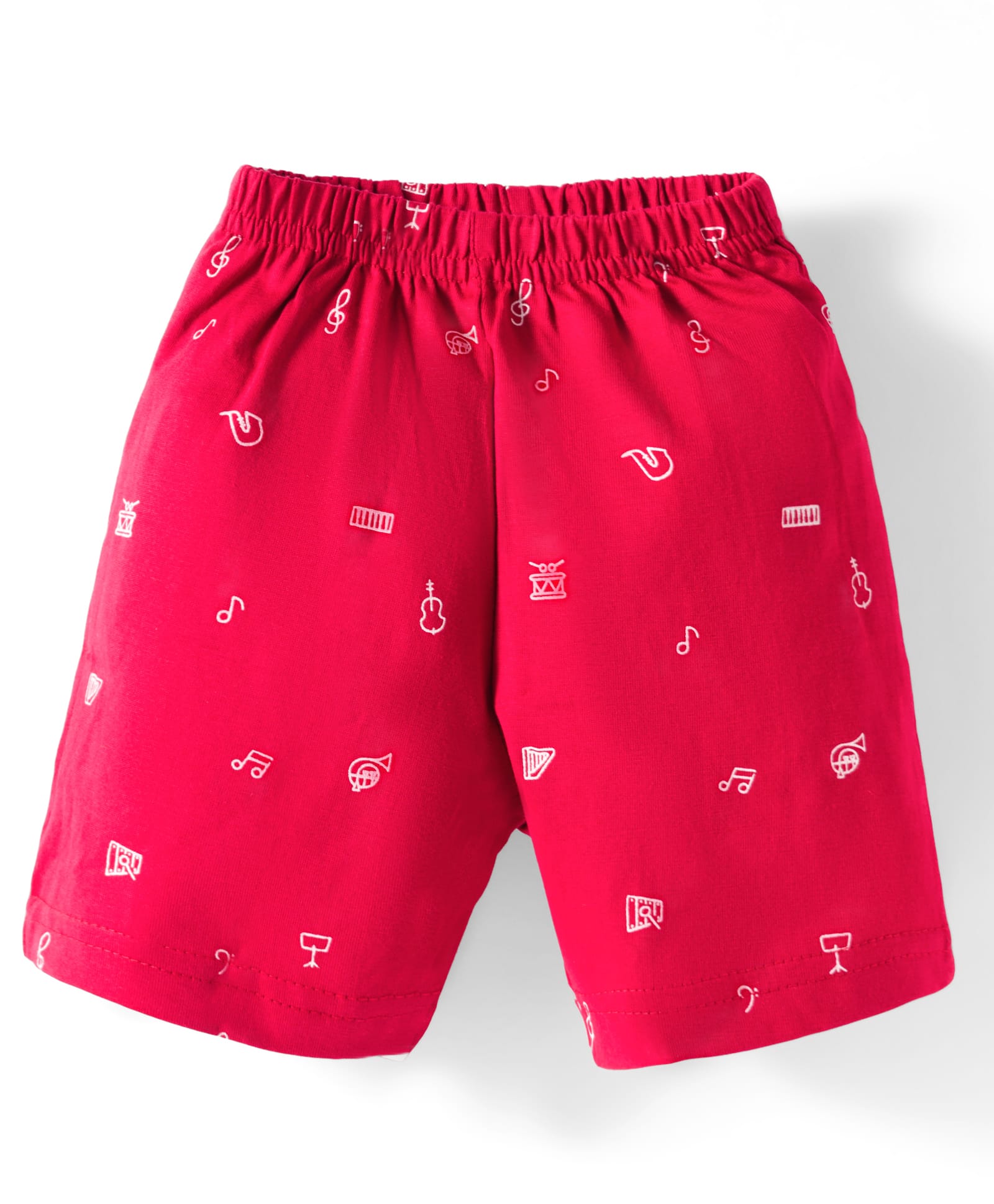 Tango Single Jersey Knit Above Knee Length Drum Printed Shorts -Red-picture-12