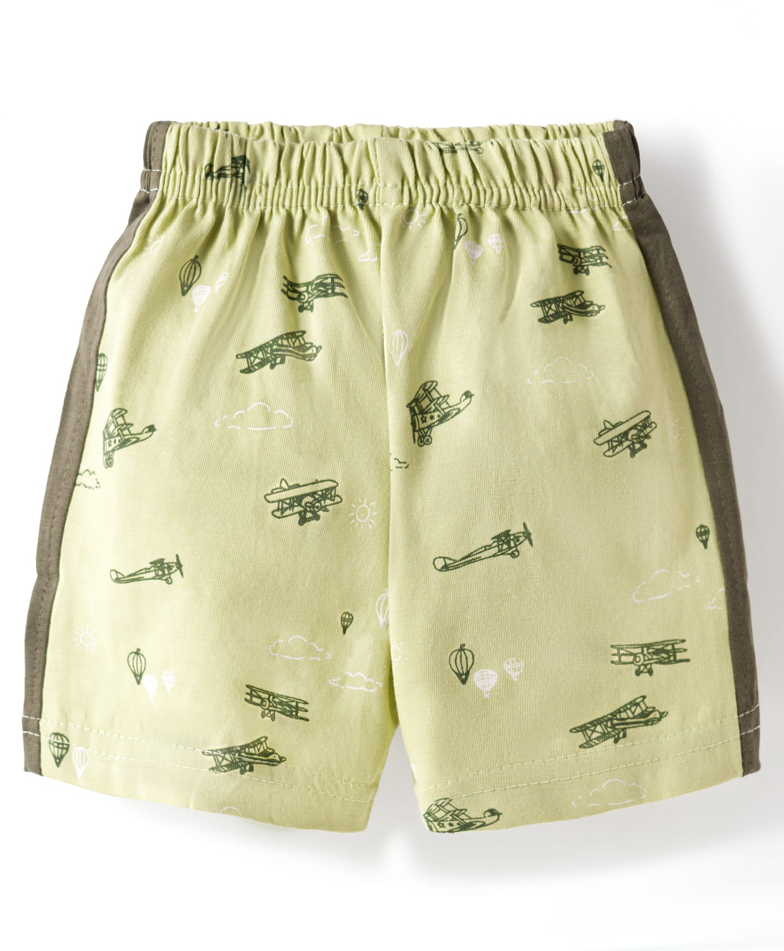 Tango Single Jersey Knit Above Knee Length Aeroplane Printed Shorts - Light Green-picture-45