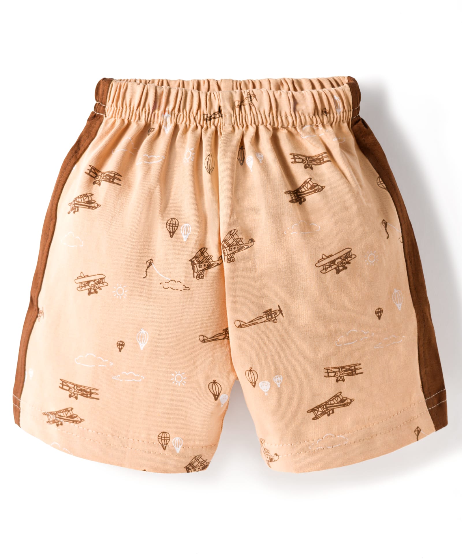 Tango Single Jersey Knit Above Knee Length Aeroplane Printed Shorts - Light Brown-image-33