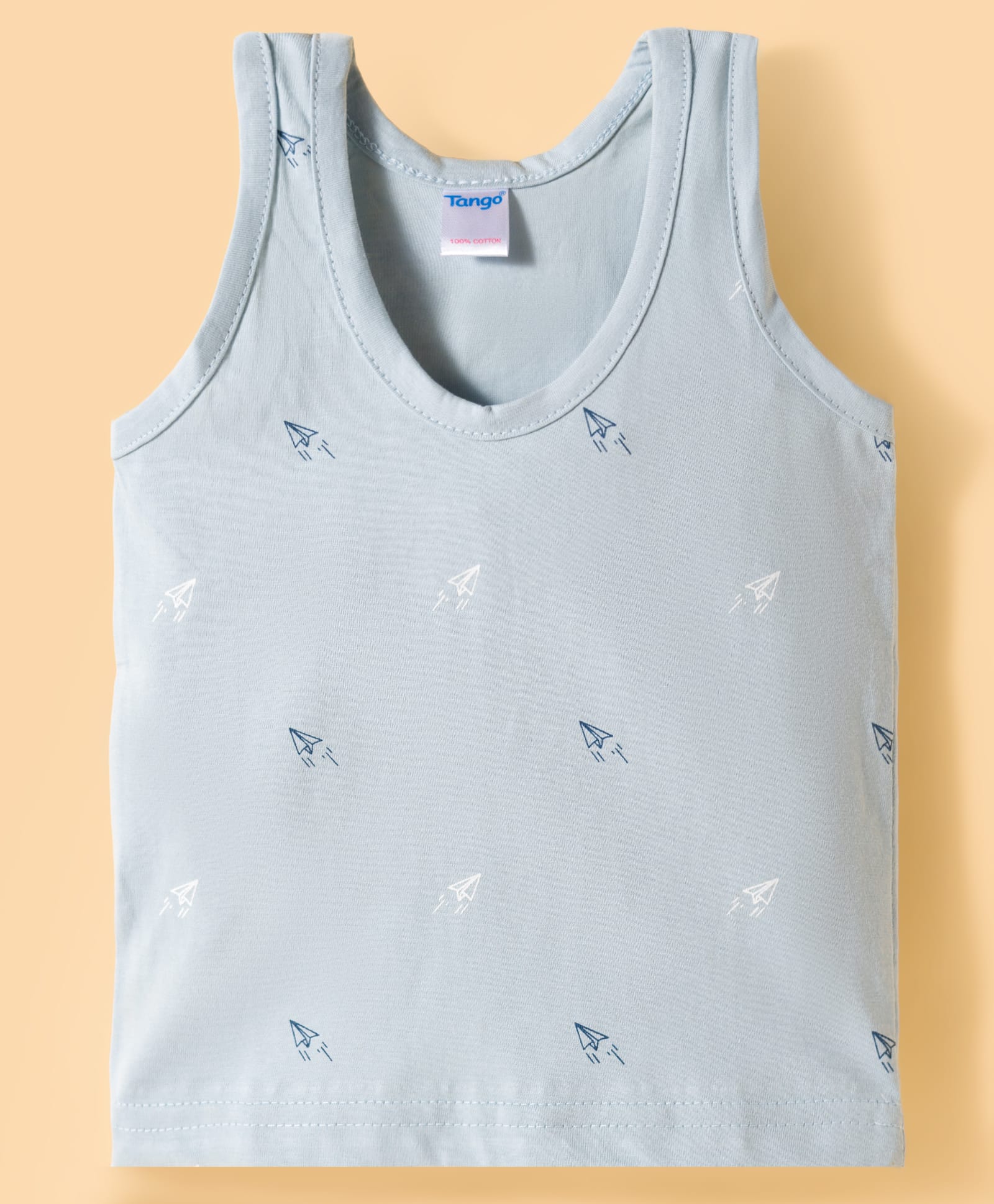 Tango Single Jersey Knit Vests with Paper Plane Print - Blue-image-18