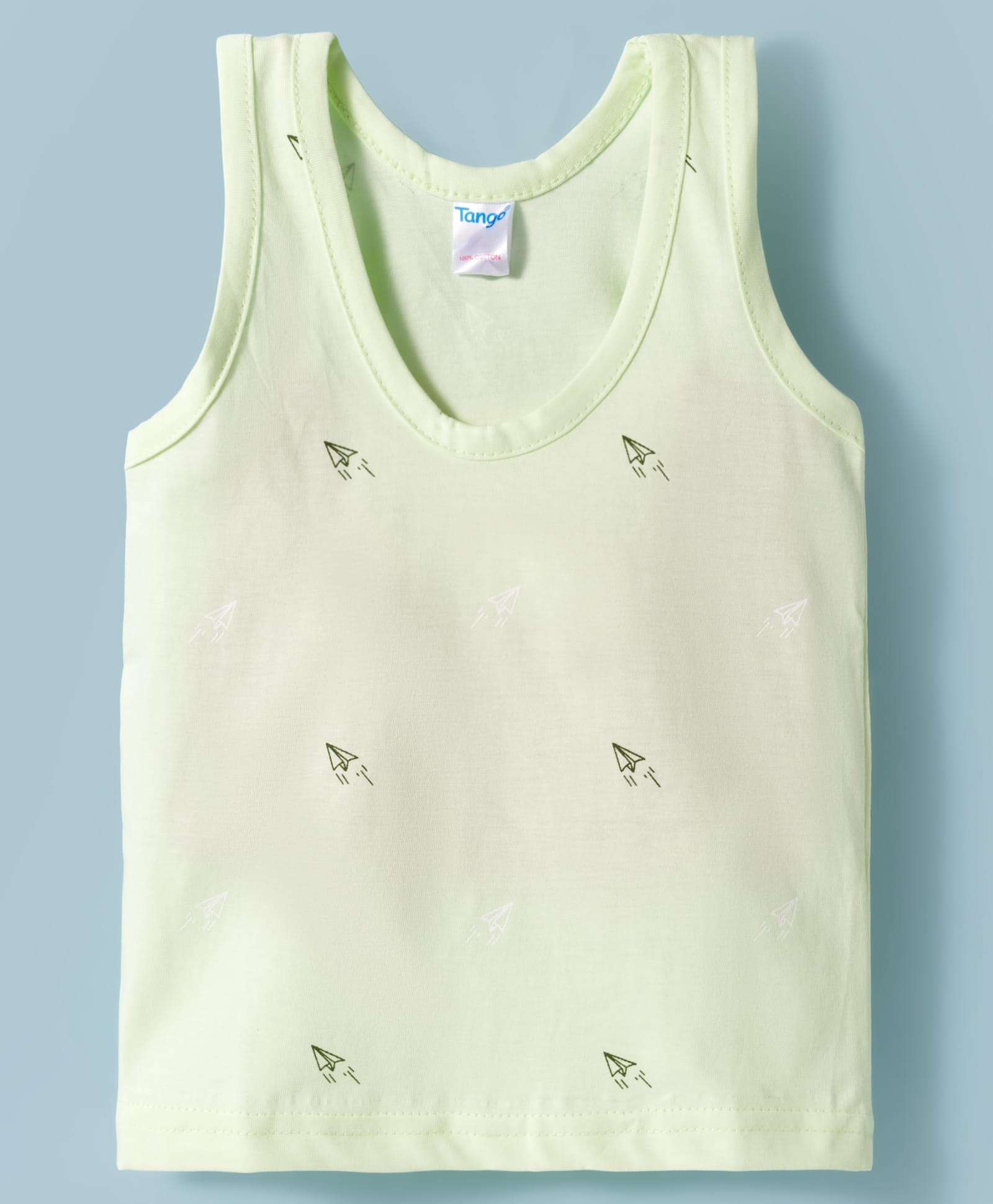 Tango Single Jersey Knit Vests with Paper Plane Print - Sea Green-image-15