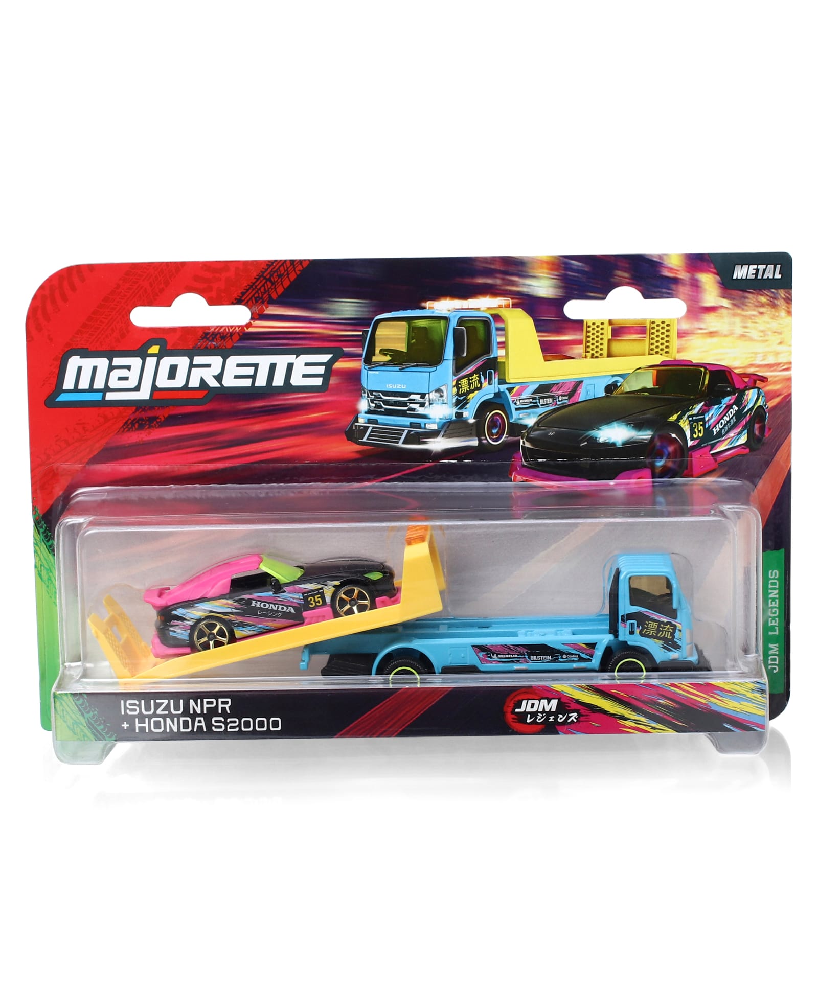 Majorette Isuzu NPR Honda S2000 JDM Legends Tuning Transporter - Blue & Black-picture-13
