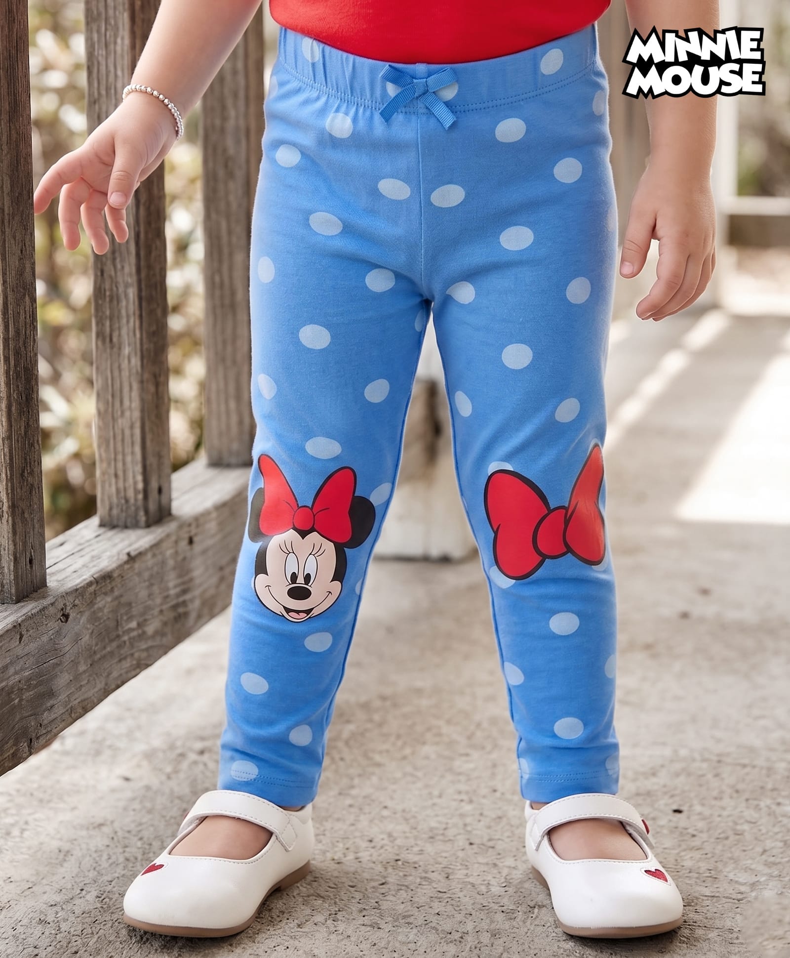 Babyhug Disney Lycra Knit Full Length Leggings With Minnie Mouse Graphics - Blue-picture-19