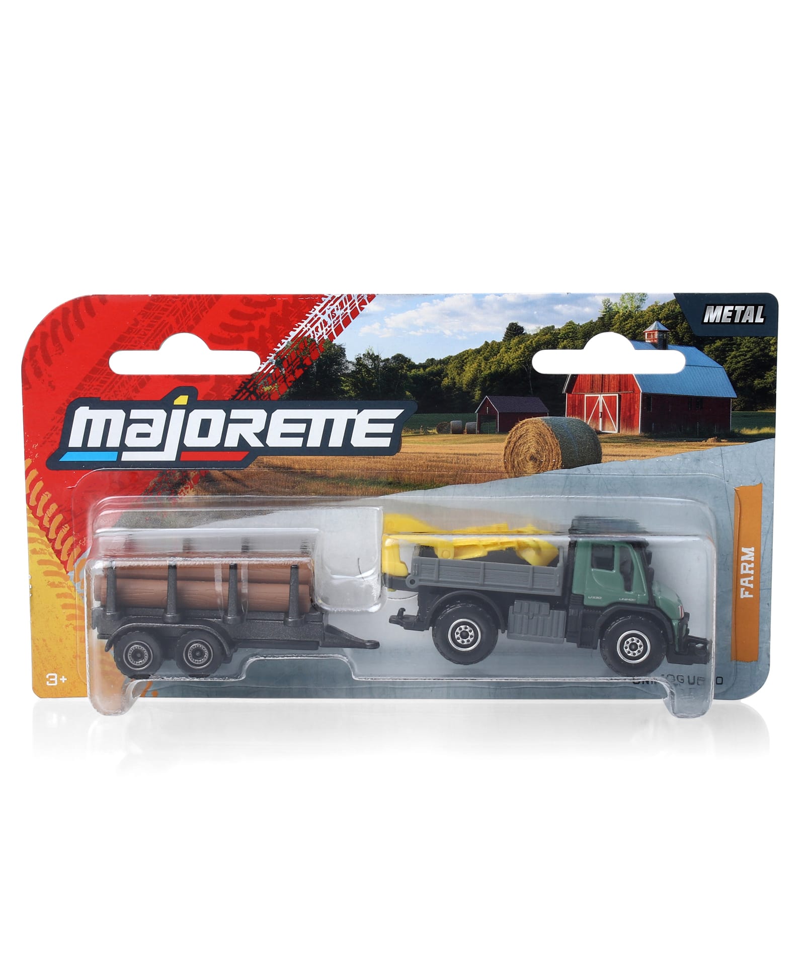 Majorette Unimog U530 Die Cast Free Wheel Moving Farm Trailer - Green & Grey-image-24