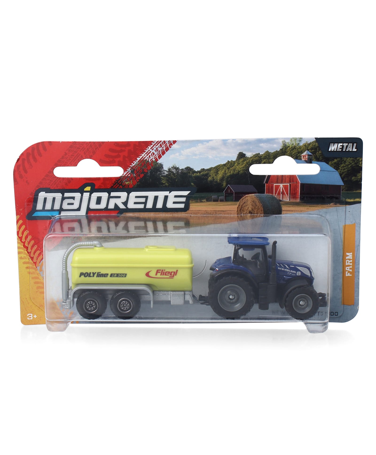 Majorette New Holland T7300 Die Cast Free Wheel Moving Farm Trailer - Blue & Yellow-image-13